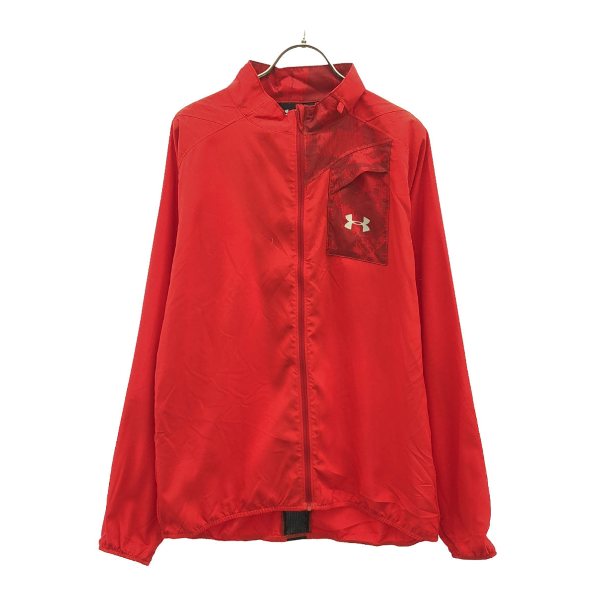 UNDER ARMOUR アンダーアーマー ロゴプリント スタンドカラー ジップ ジャケット LG レッド トレーニング メンズ