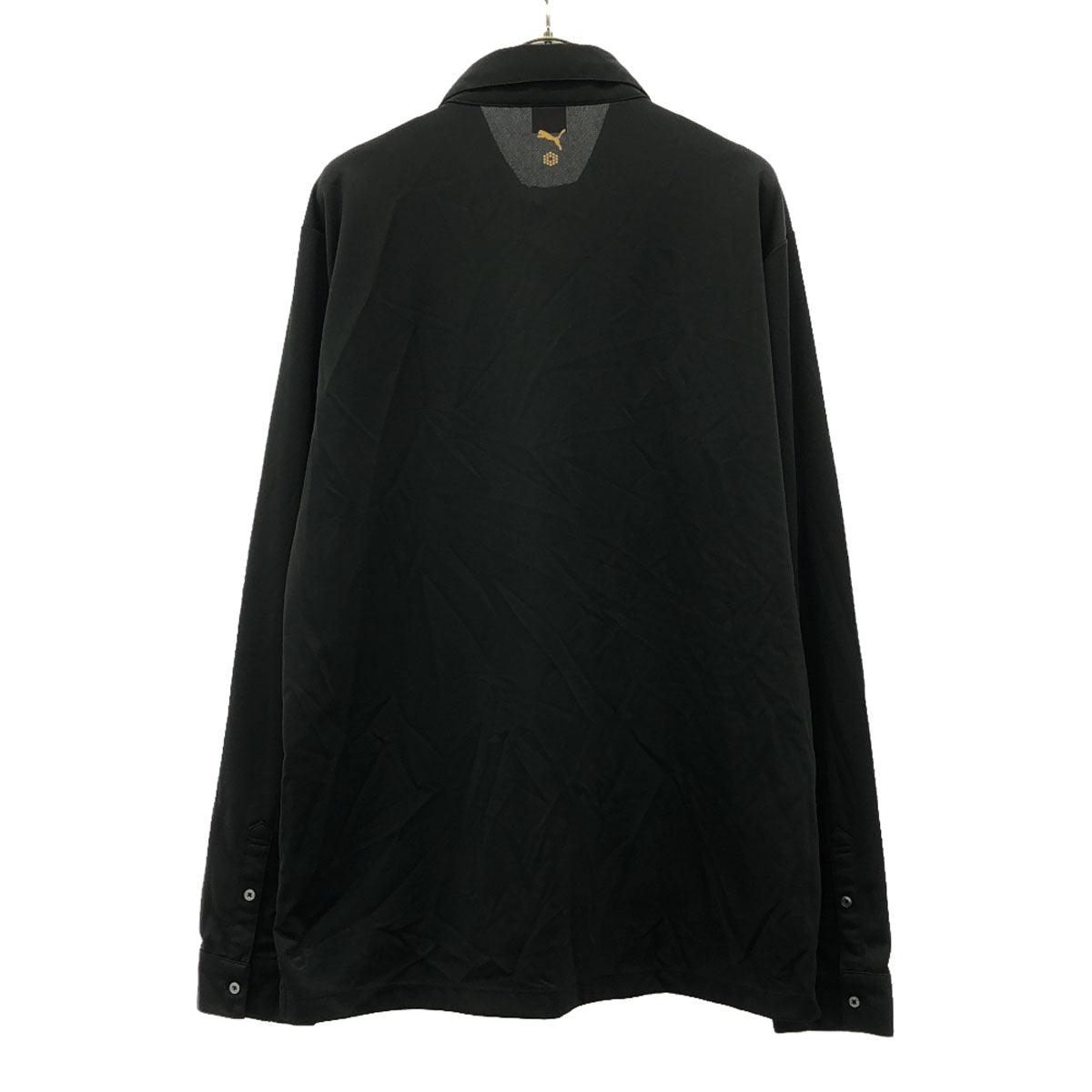 PUMA プーマ ロゴ刺繍 チェック柄 ゴルフ 長袖 ポロシャツ XO ブラック トレーニング メンズ