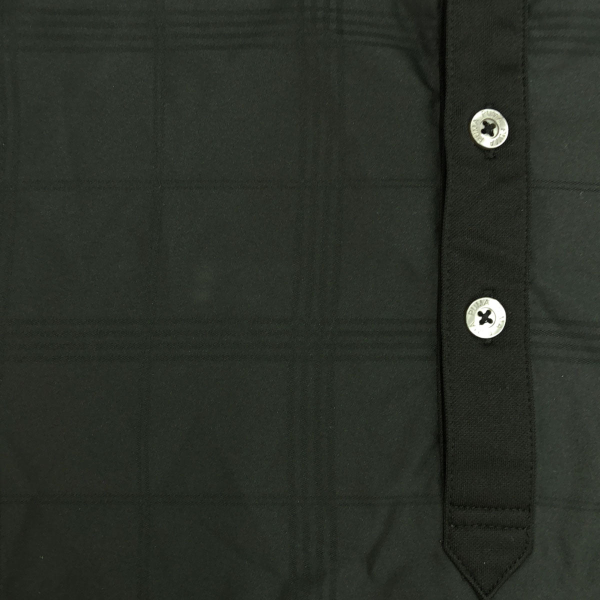 PUMA プーマ ロゴ刺繍 チェック柄 ゴルフ 長袖 ポロシャツ XO ブラック トレーニング メンズ