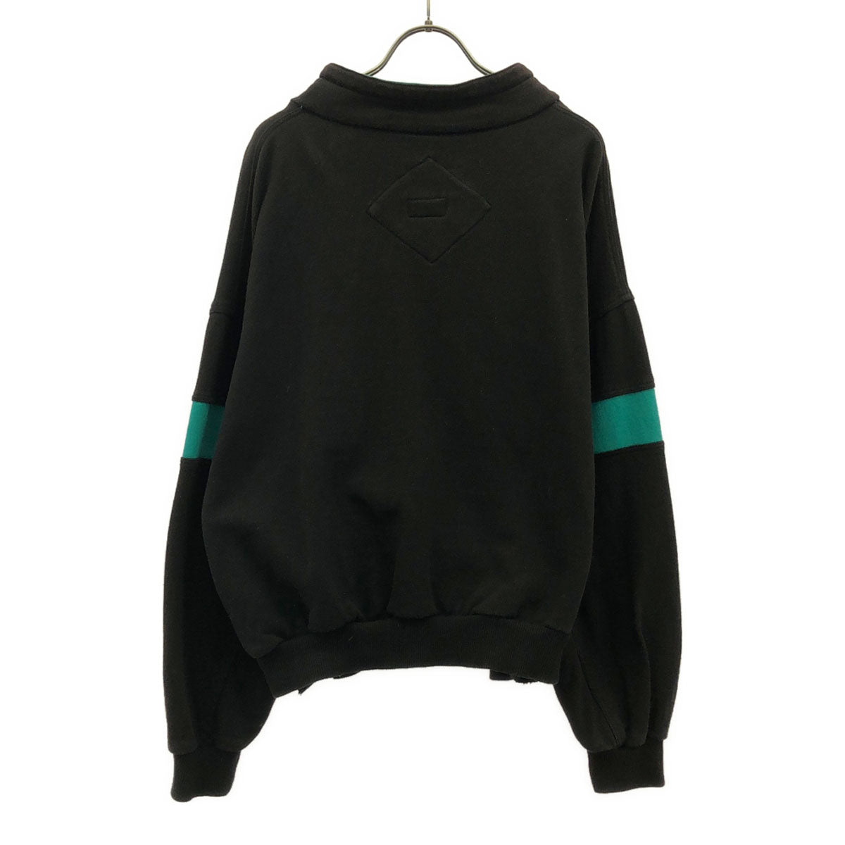 patagonia パタゴニア ブランドロゴ 長袖 ハーフジップ スウェット L ブラック×グリーン アウトドア 281035F7 メンズ