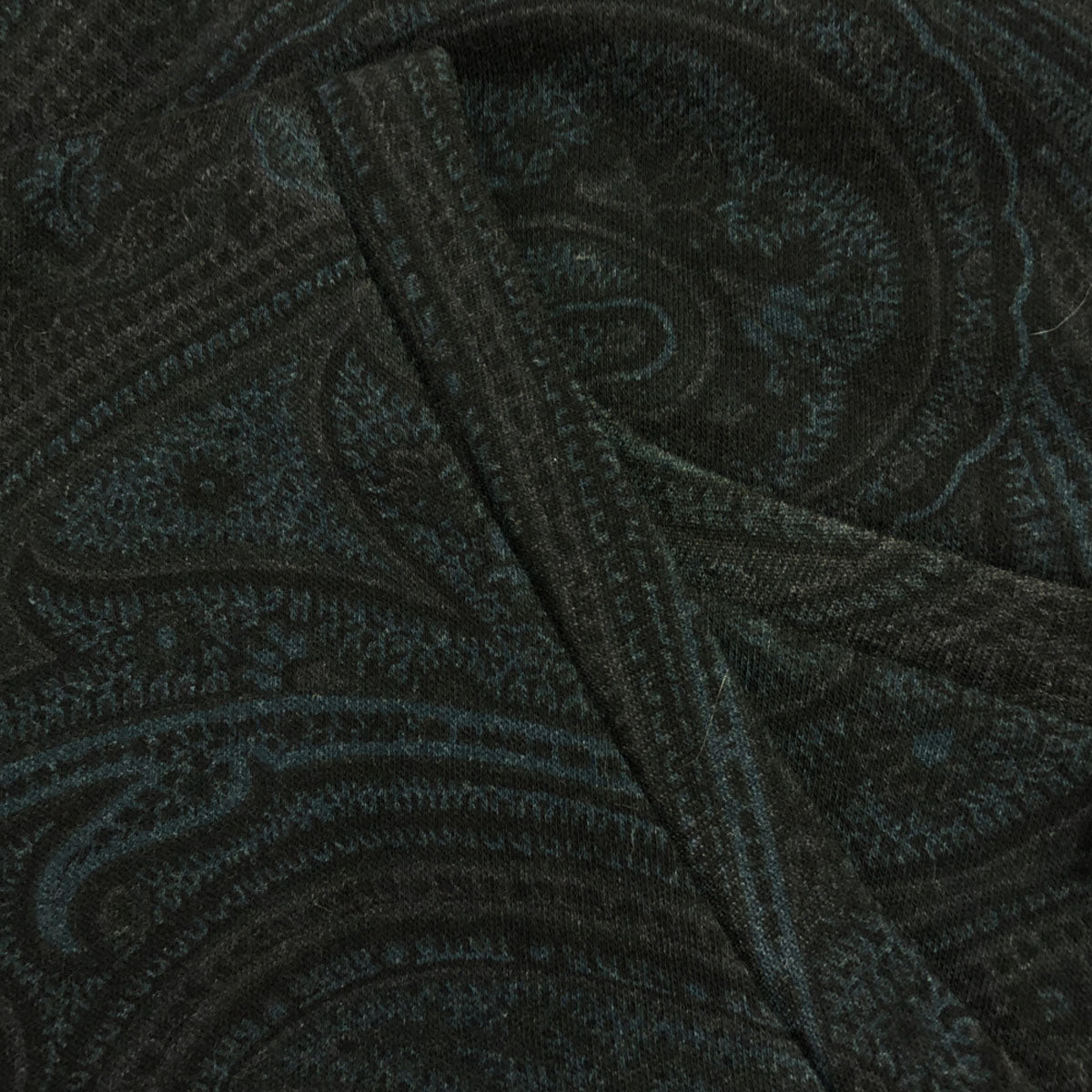 ETRO エトロ イタリア製 ペイズリー 長袖 Vネック カットソー XS ネイビー系 ロンT メンズ