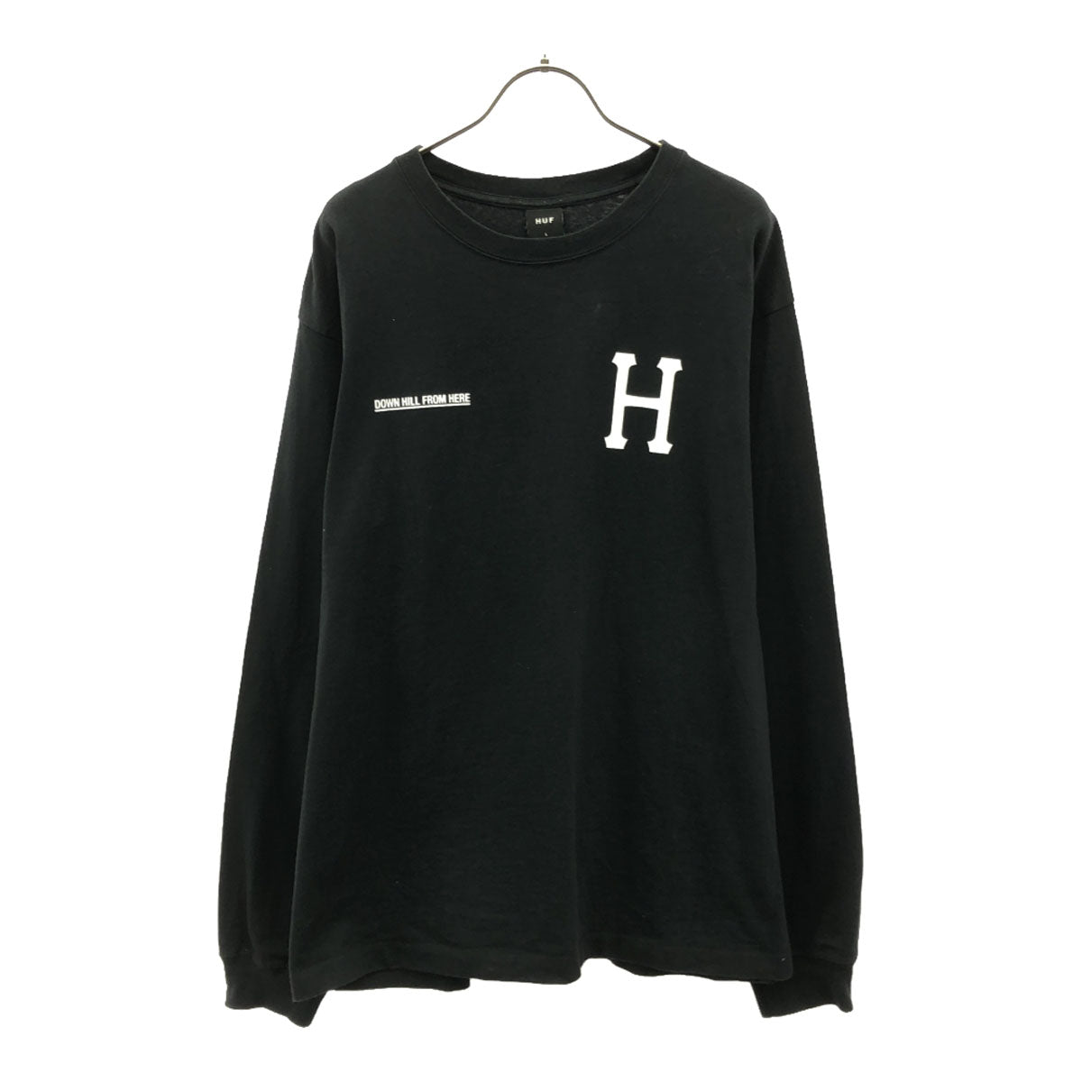 HUF ハフ バックプリント 長袖 Tシャツ L ブラック ロンT カットソー メンズ