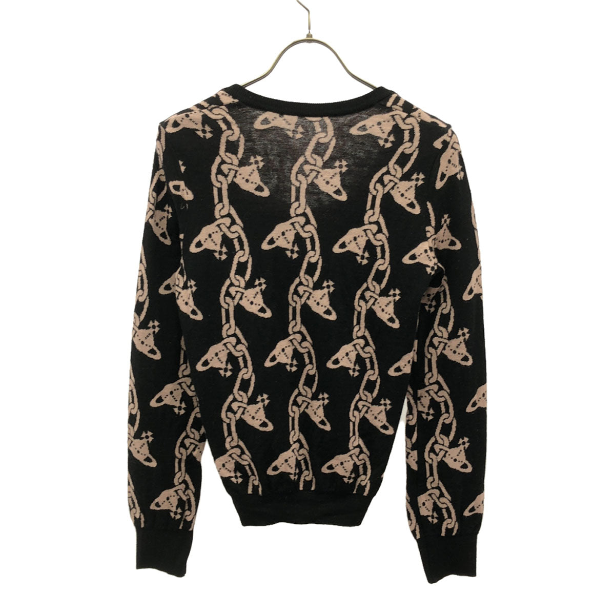 Vivienne Westwood Red Label ヴィヴィアンウエストウッド レッドレーベル 日本製 ウール100% 長袖 カーディガン M ブラック×ピンク レディース