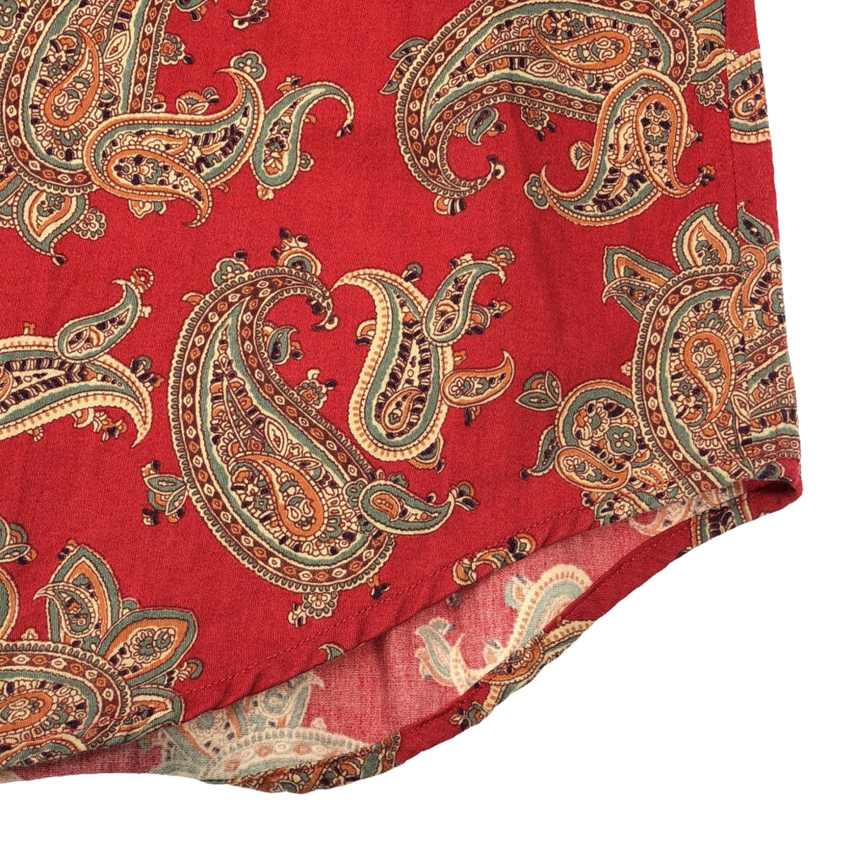 LAUREN RALPH LAUREN ローレンラルフローレン ペイズリー柄 ロゴ刺繍 長袖 コットンシャツ M レッド系 レディース