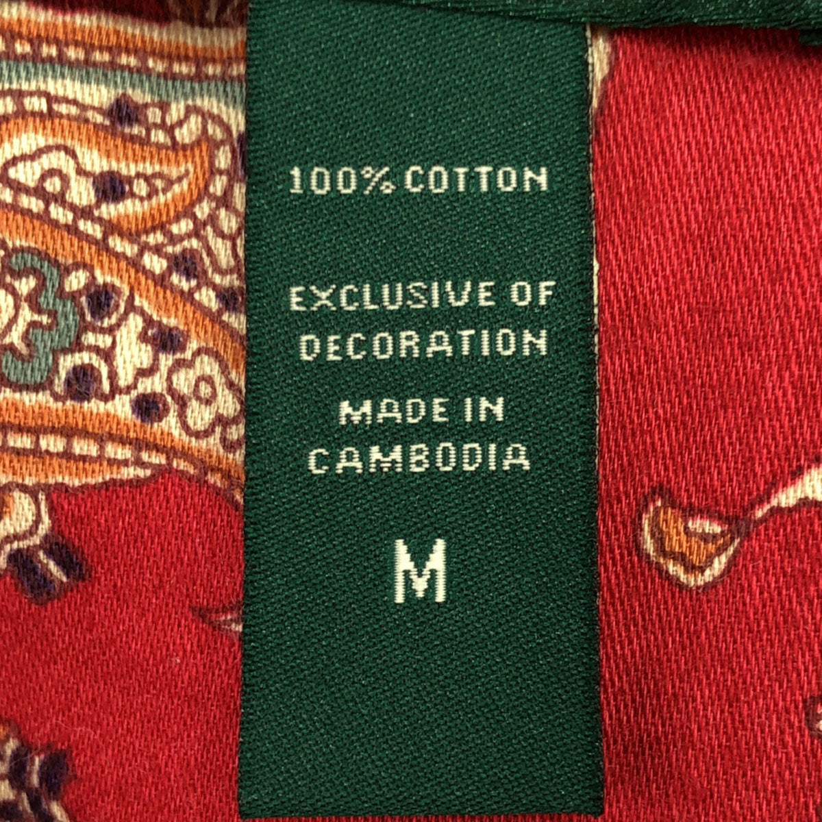 LAUREN RALPH LAUREN ローレンラルフローレン ペイズリー柄 ロゴ刺繍 長袖 コットンシャツ M レッド系 レディース