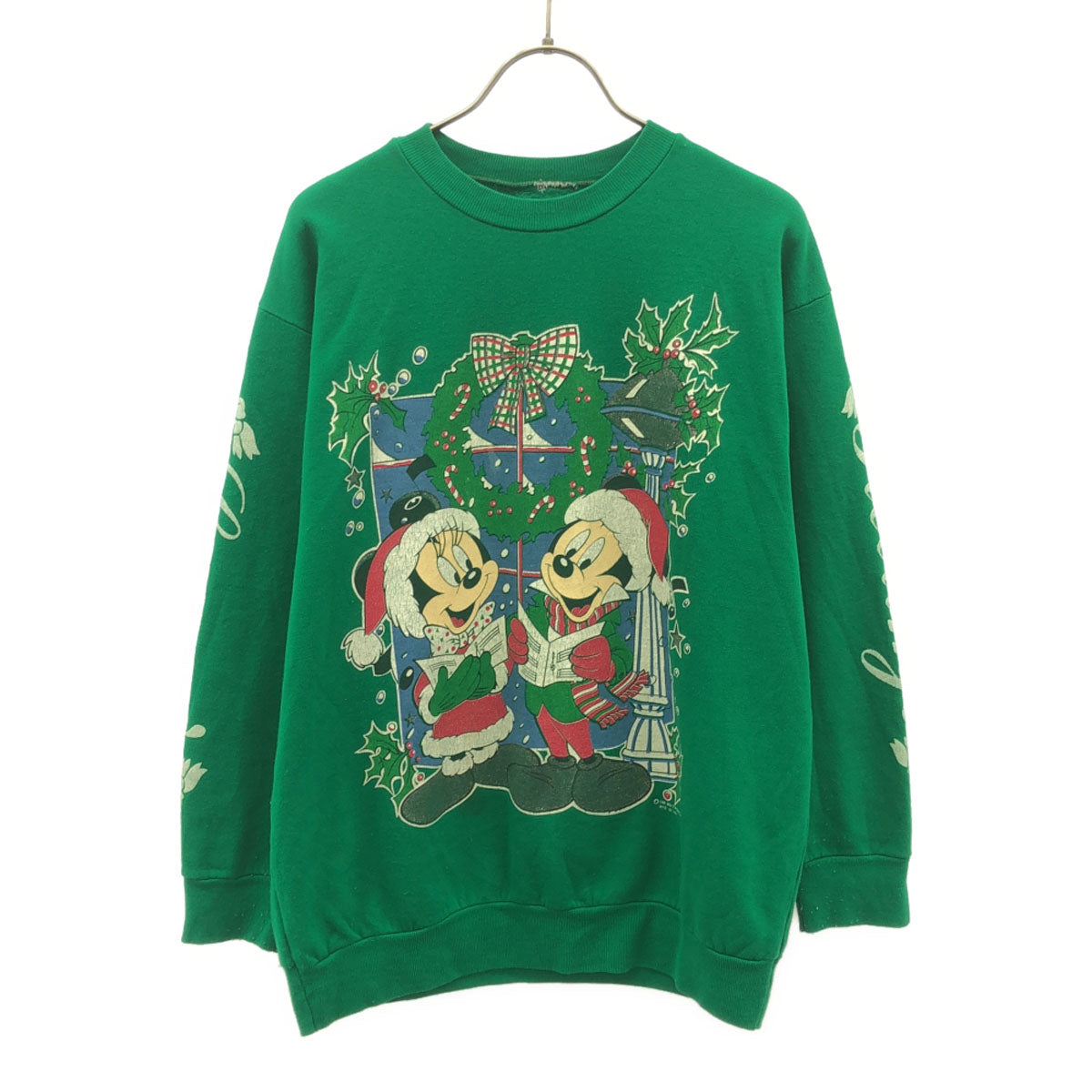 OLD オールド 90s ミッキー 長袖 クルーネック トレーナー グリーン スウェット レディース