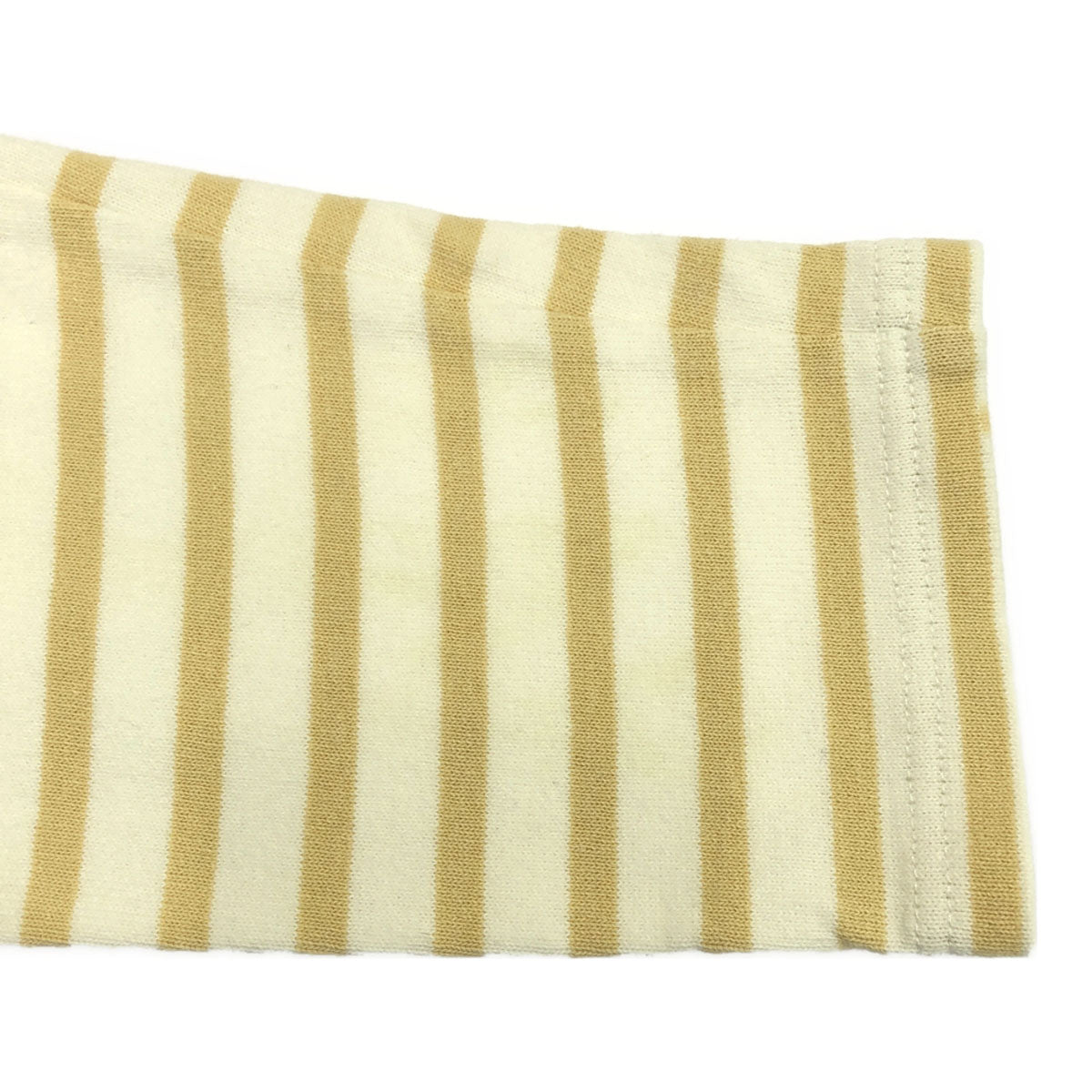 ORCIVAL オーシバル フランス製 ボーダー ロゴワッペン 長袖 ボートネック バスクシャツ 3 ベージュ×ホワイト ロンT カットソー メンズ