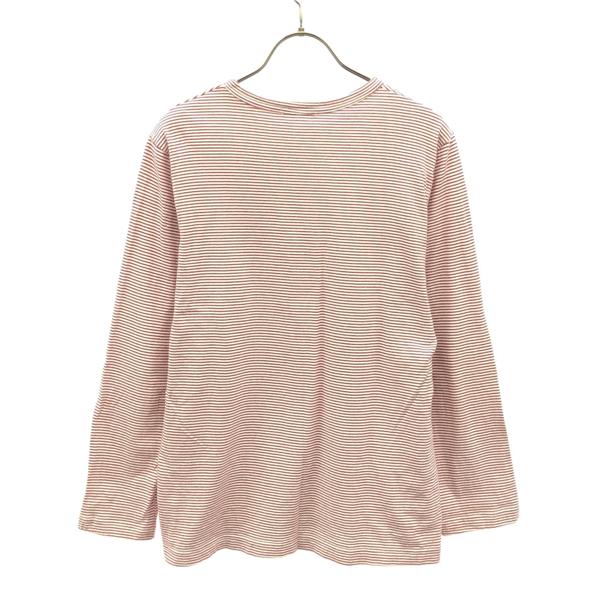 Y's for living ワイズフォーリビング 90s 日本製 ボーダー 長袖 クルーネック カットソー レッド×ホワイト ホームウェア ロンT レディース