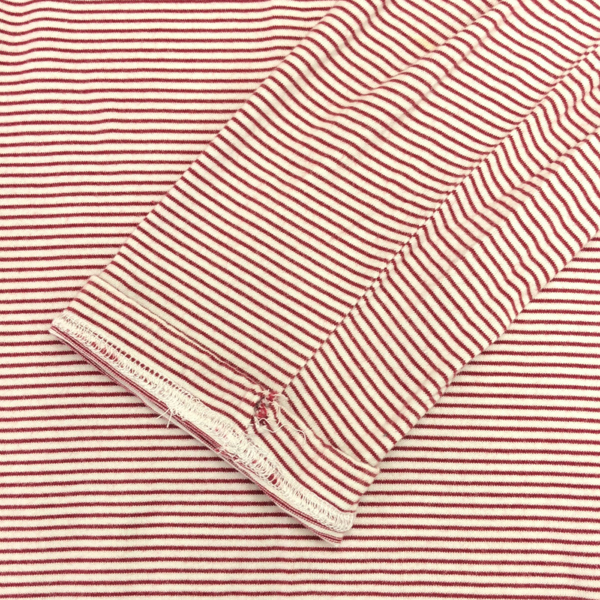 Y's for living ワイズフォーリビング 90s 日本製 ボーダー 長袖 クルーネック カットソー レッド×ホワイト ホームウェア ロンT レディース