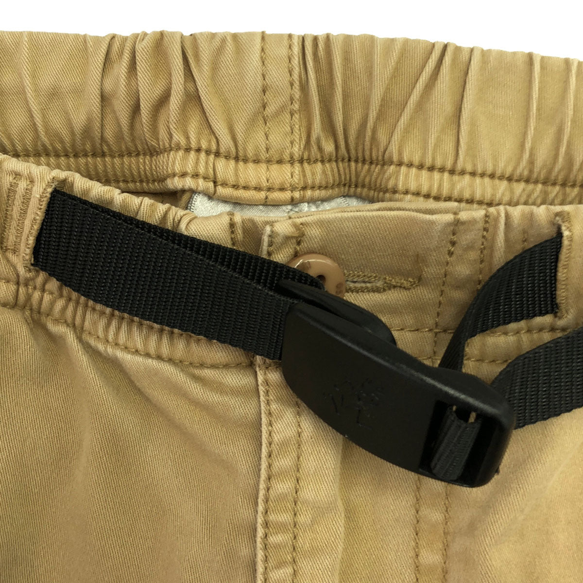 Gramicci グラミチ ロゴワッペン クライミング チノパンツ M ベージュ アウトドア ウェビングベルト ウエストゴム メンズ