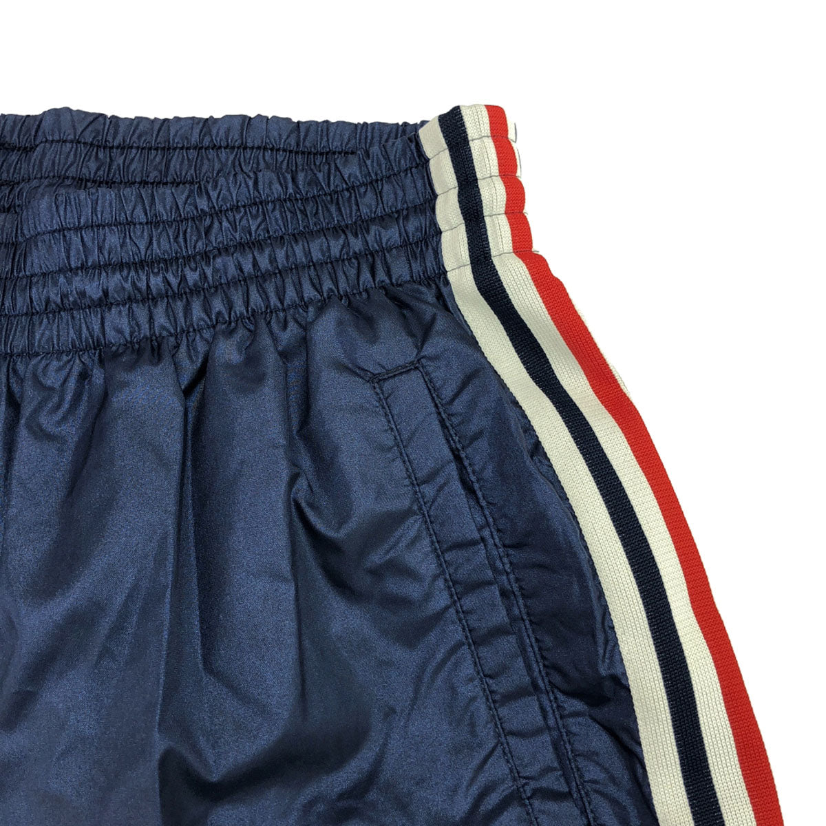 adidas アディダス 90s 日本製 デサント AS-4713P オールド ロゴプリント ナイロンパンツ M-L ネイビー系 ウィンドパンツ 裾リブ ZIP ウエストゴム トレーニング メンズ