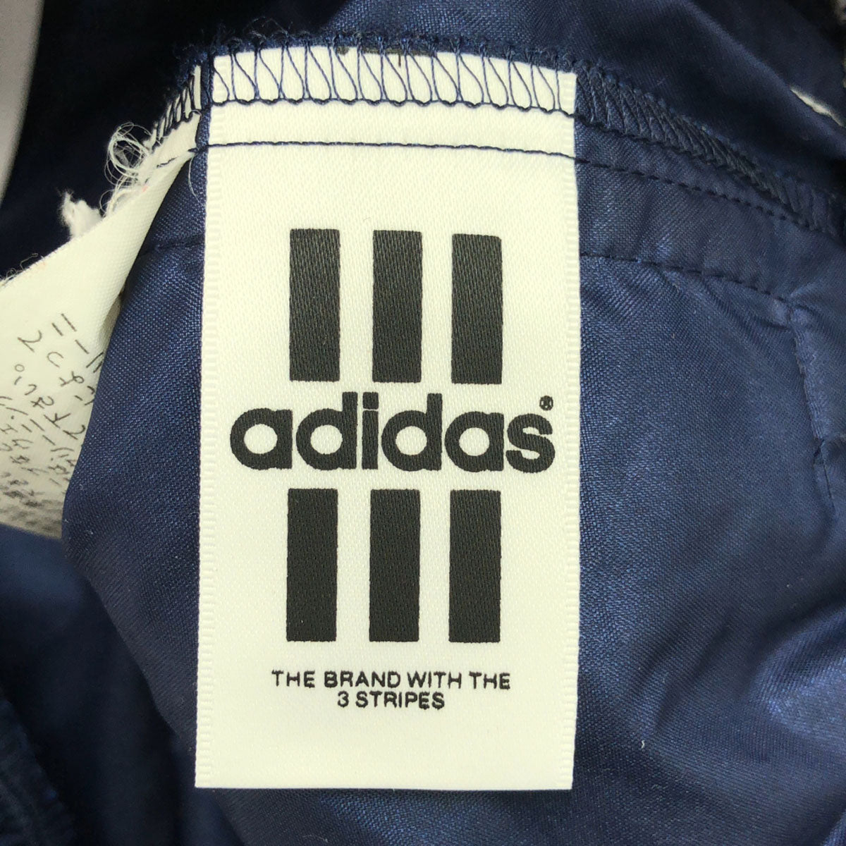 adidas アディダス 90s 日本製 デサント AS-4713P オールド ロゴプリント ナイロンパンツ M-L ネイビー系 ウィンドパンツ 裾リブ ZIP ウエストゴム トレーニング メンズ