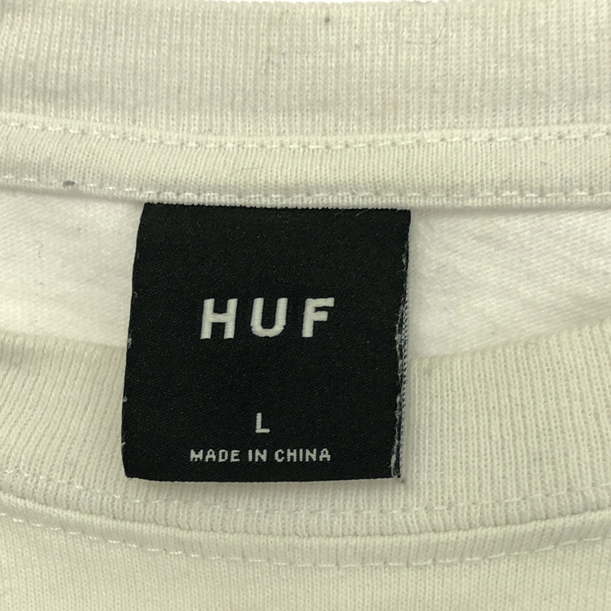 HUF ハフ バックプリント 長袖 Tシャツ L ホワイト ロンT カットソー メンズ