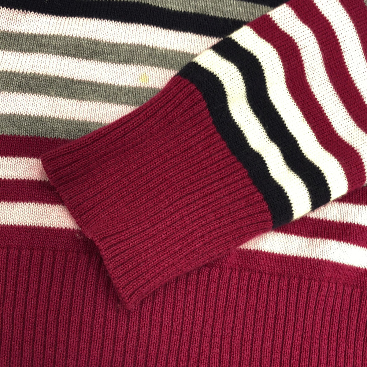 BURBERRY BLACK LABEL バーバリーブラックレーベル 三陽商会 ボーダー 長袖 Vネック セーター 2 ピンク系 ニット メンズ