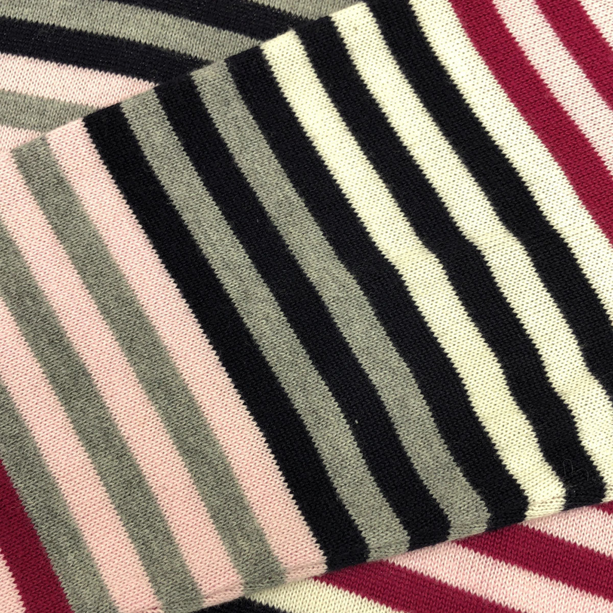 BURBERRY BLACK LABEL バーバリーブラックレーベル 三陽商会 ボーダー 長袖 Vネック セーター 2 ピンク系 ニット メンズ