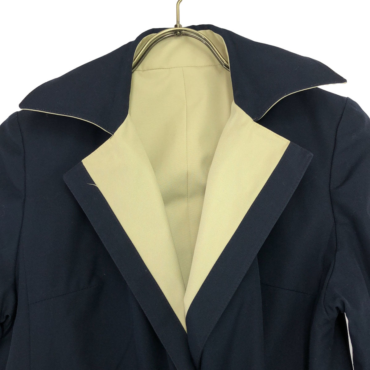 Aquascutum アクアスキュータム 80s イングランド製 オールド リバーシブル コート ネイビー×ベージュ レディース