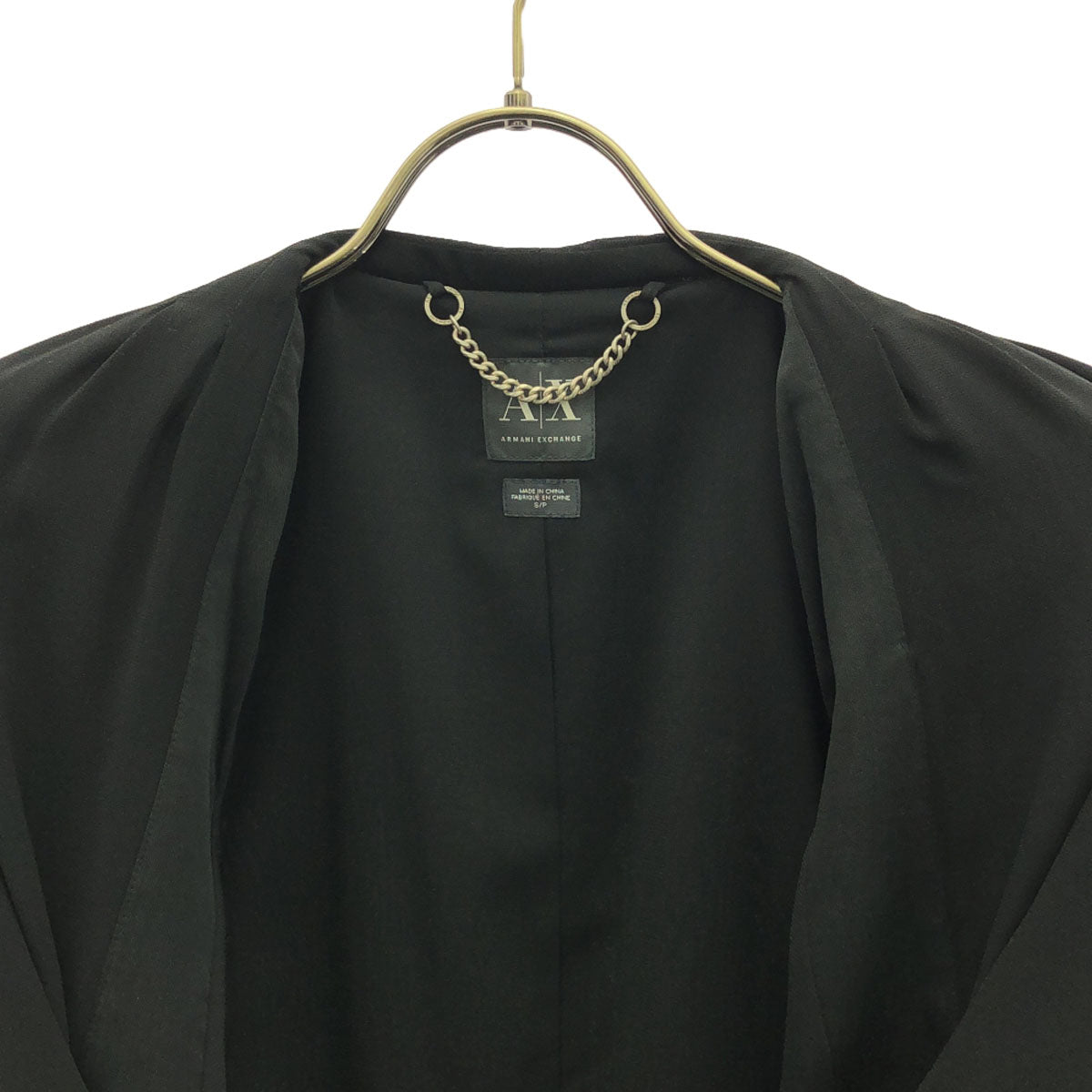 ARMANI EXCHANGE アルマーニ エクスチェンジ ノーカラー ジップジャケット S/P ブラック レディース