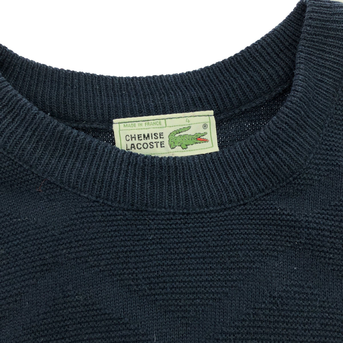 CHEMISE LACOSTE シュミーズラコステ 70s 80s フランス製 ヴィンテージ フレラコ ロゴワッペン 長袖 セーター 4 ネイビー ニット メンズ