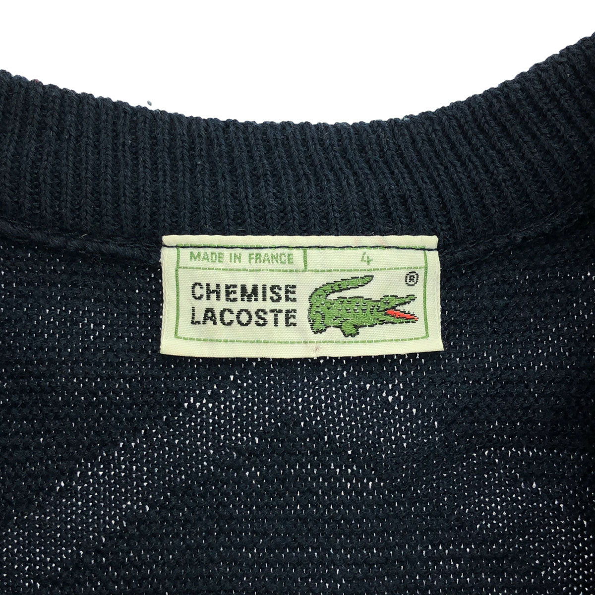 CHEMISE LACOSTE シュミーズラコステ 70s 80s フランス製 ヴィンテージ フレラコ ロゴワッペン 長袖 セーター 4 ネイビー ニット メンズ