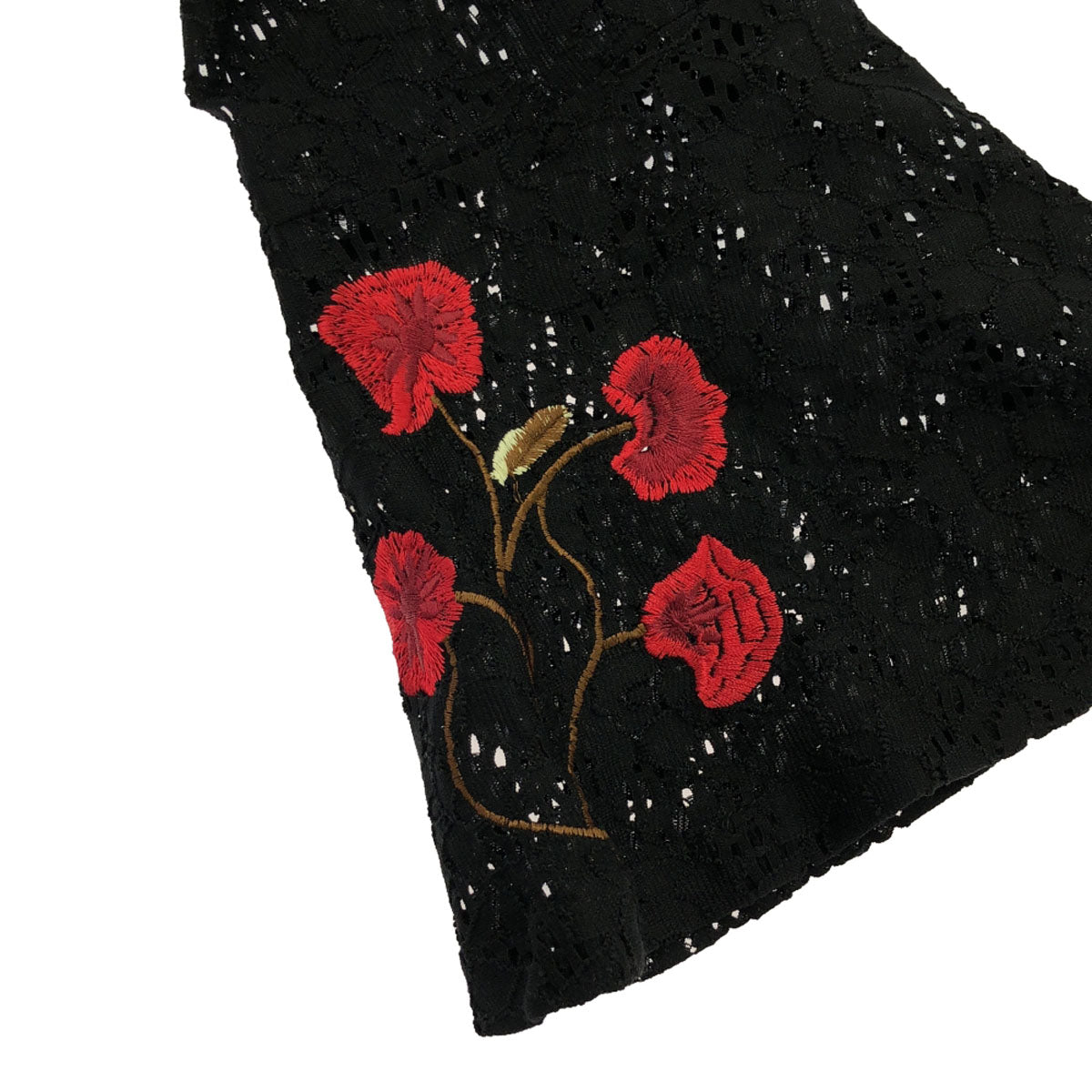 Desigual デシグアル 刺繍 花柄 長袖 レース ワンピース 40 ブラック レディース