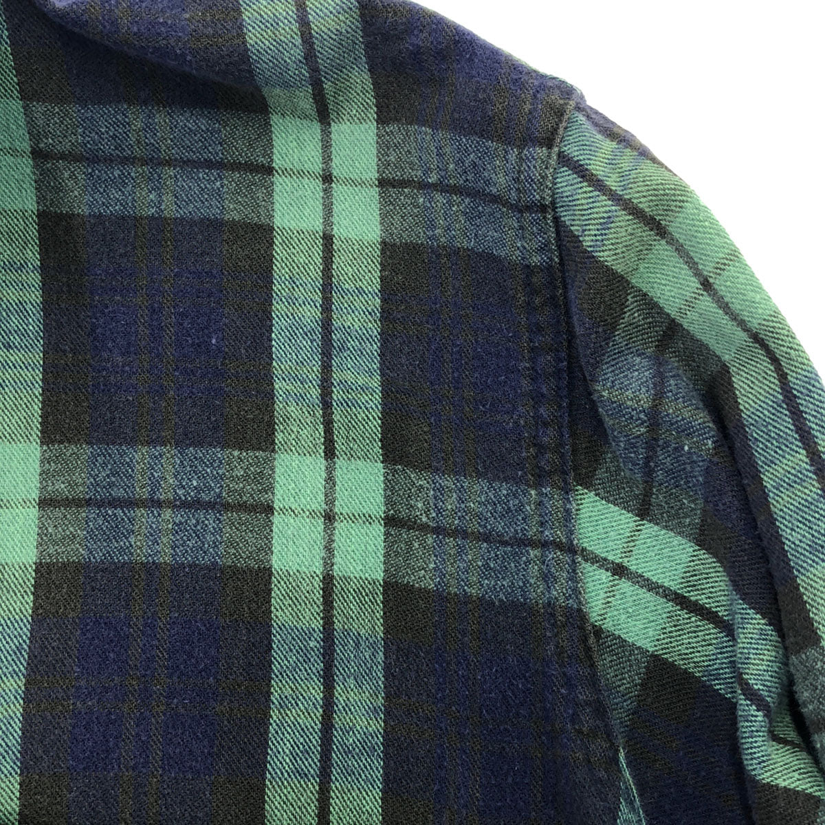 L.L.Bean エルエルビーン 80s USA製 ヴィンテージ チェック柄 長袖 コットンシャツ S グリーン系×ネイビー系 アウトドア メンズ