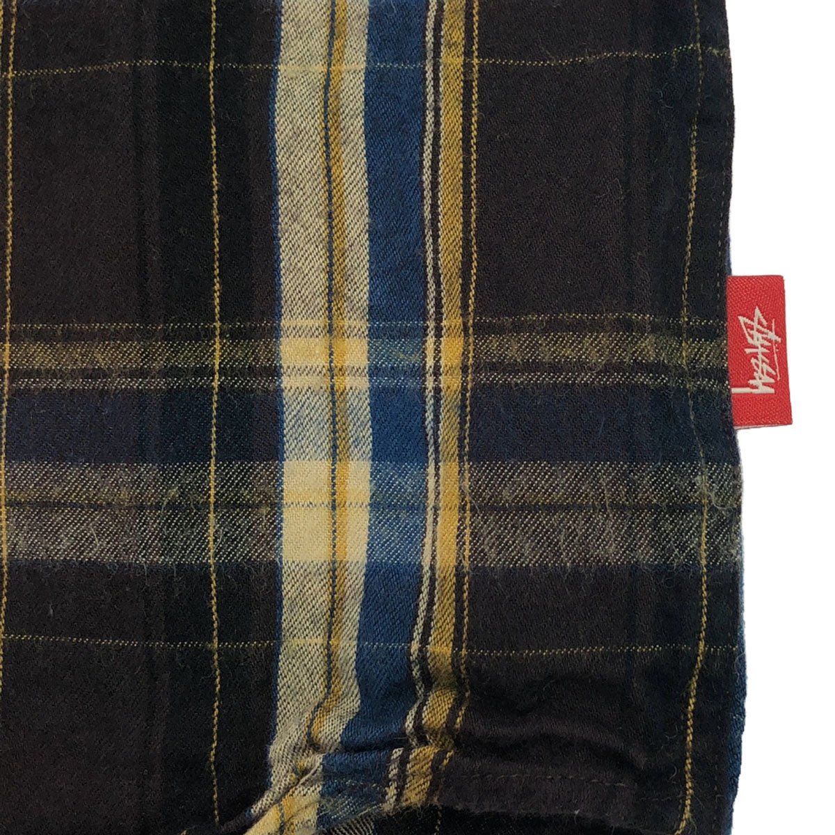 STUSSY ステューシー 日本製 チェック柄 長袖 ボタンダウンシャツ L ブラウン系×ブルー メンズ