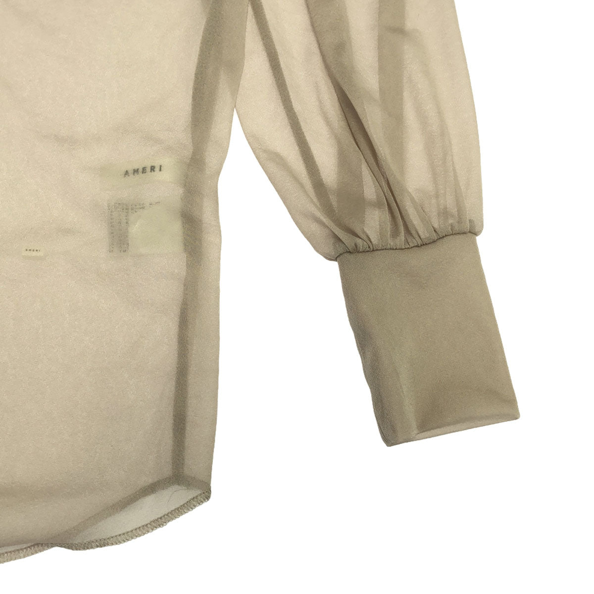 未使用 AMERI UNDRESSED アメリ 長袖 シースルー カットソー M グレージュ レディース