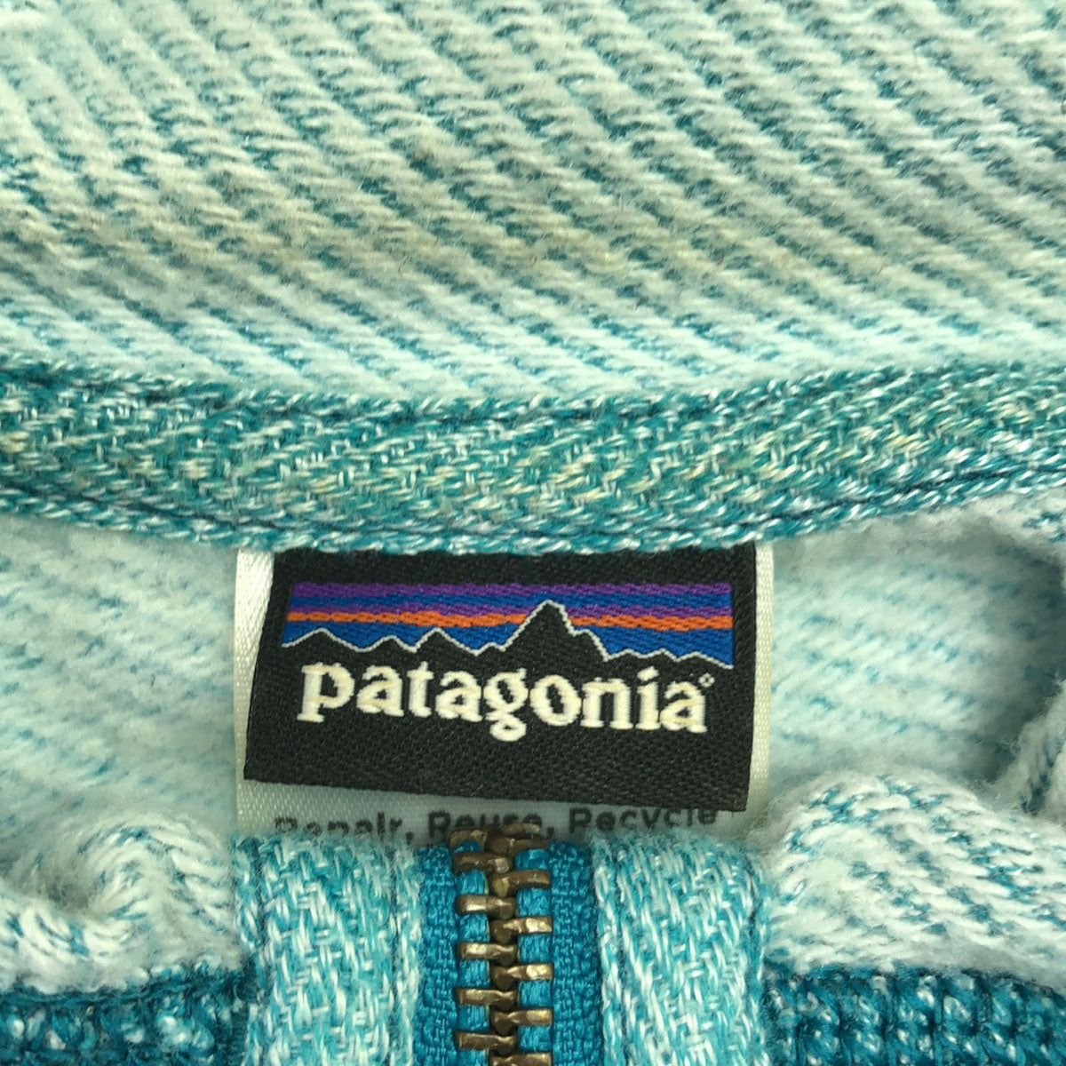 patagonia パタゴニア 54490SP14 ロゴ刺繍 長袖 クラウドスタックフーディー スウェット ジップパーカー M ライトブルー アウトドア サムホール レディース
