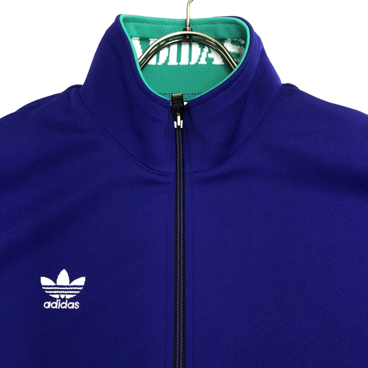 adidas アディダス 80s デサント製 ヴィンテージ トレフォイルロゴ トラックジャケット L ブルー系 ATS-805 トレーニング ジャージ メンズ