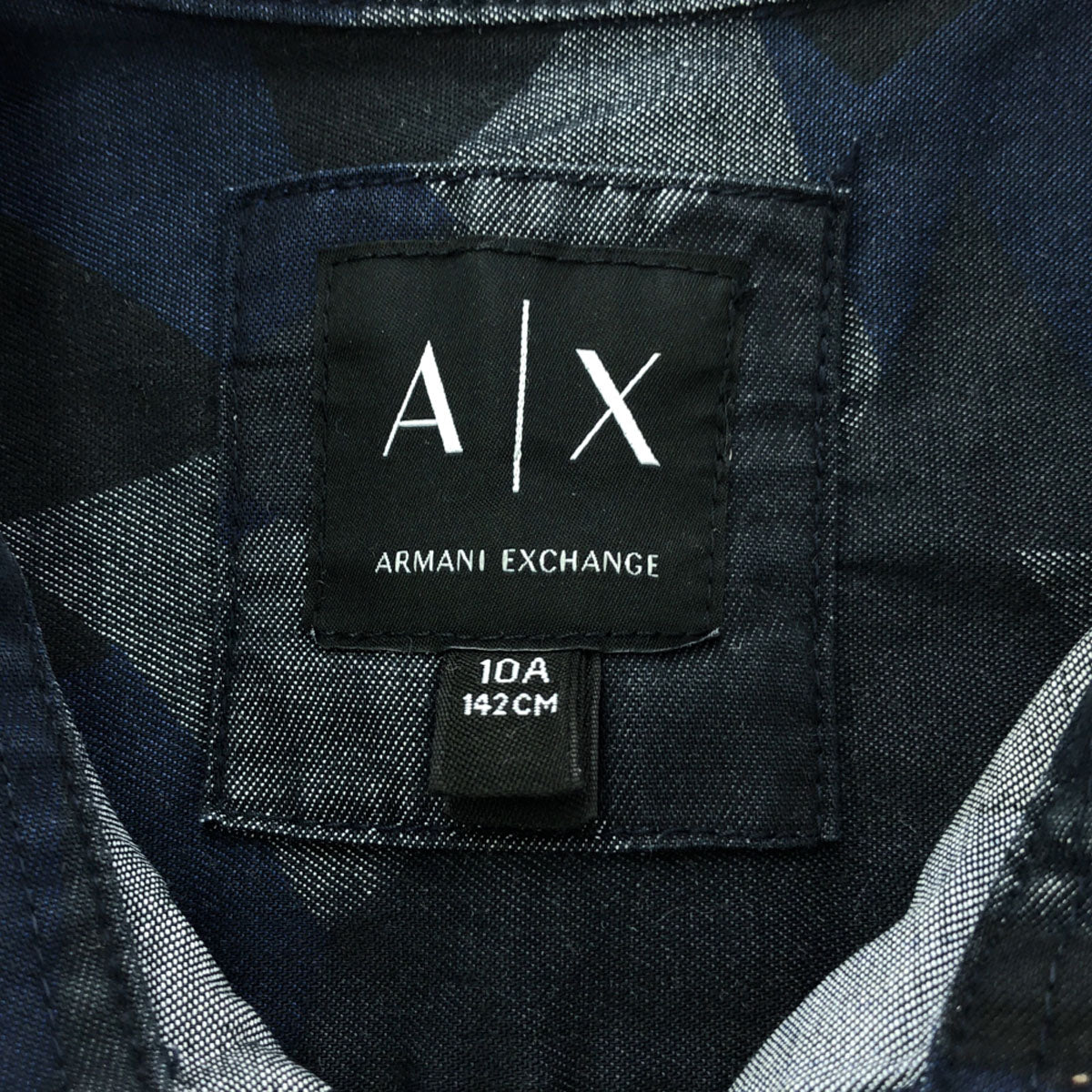 ARMANI EXCHANGE アルマーニエクスチェンジ 幾何学柄 長袖 シャツ 10A142CM グレー×ネイビー キッズ