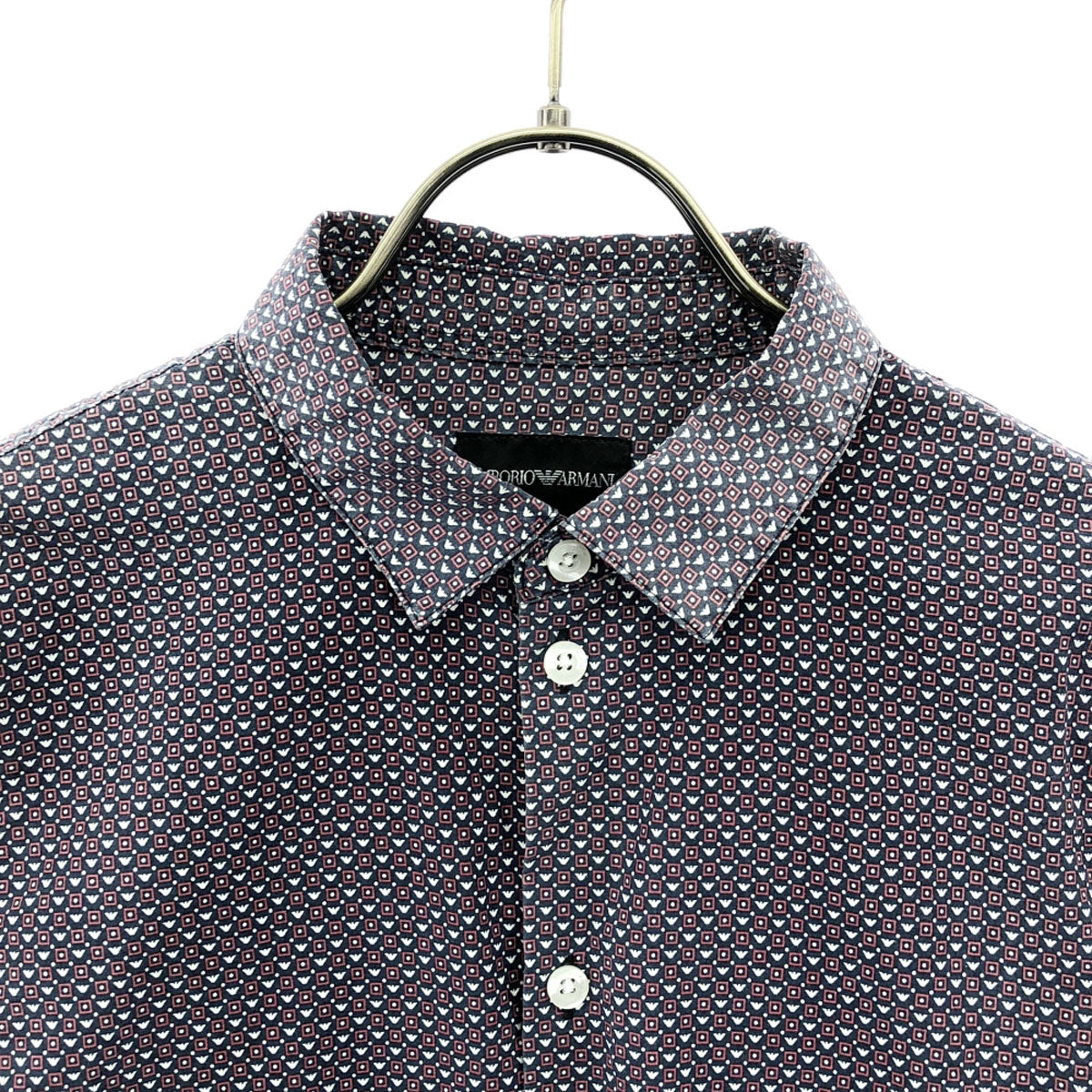 Emporio Armani エンポリオアルマーニ 総柄 長袖 シャツ 14A166CM ネイビー×レッド キッズ