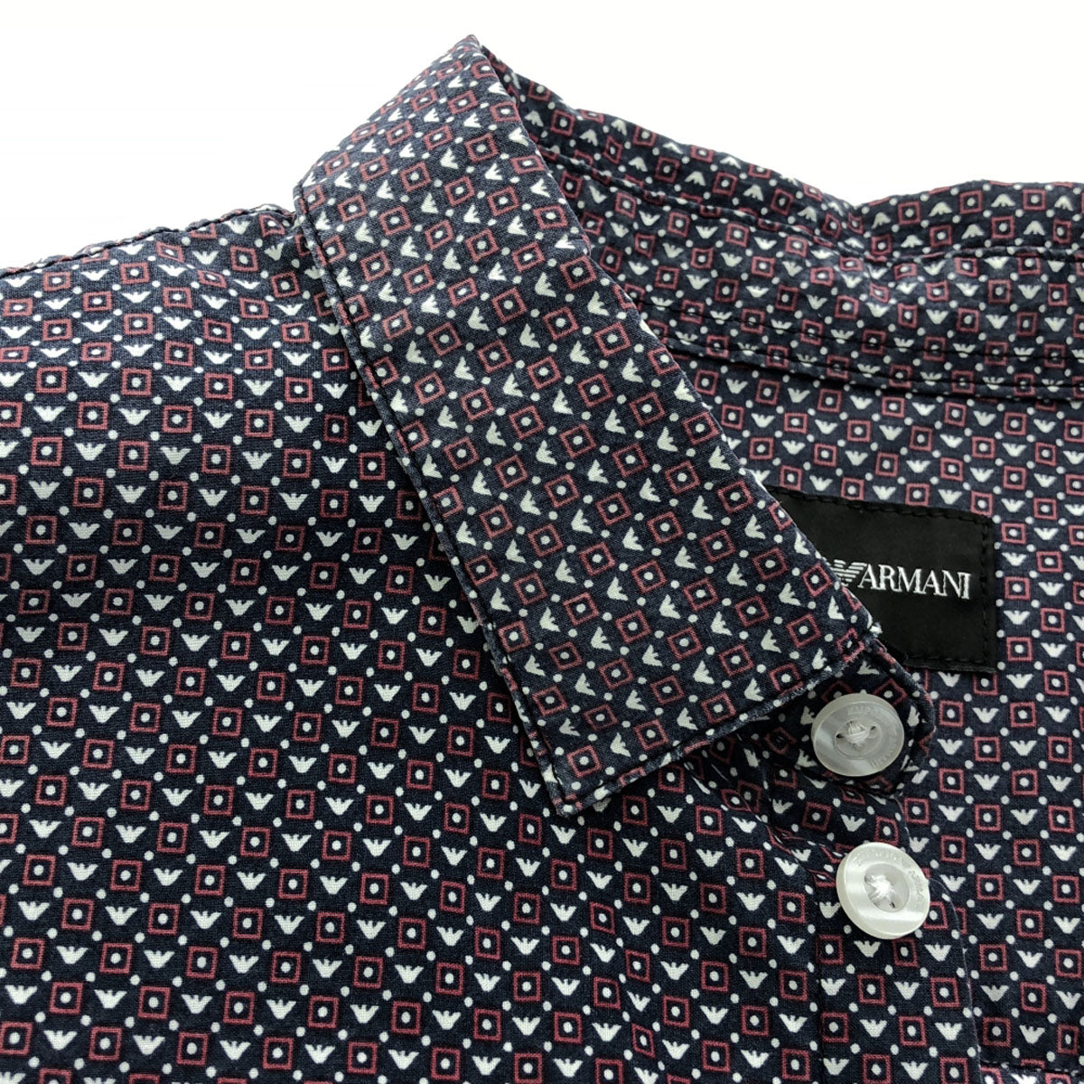 Emporio Armani エンポリオアルマーニ 総柄 長袖 シャツ 14A166CM ネイビー×レッド キッズ