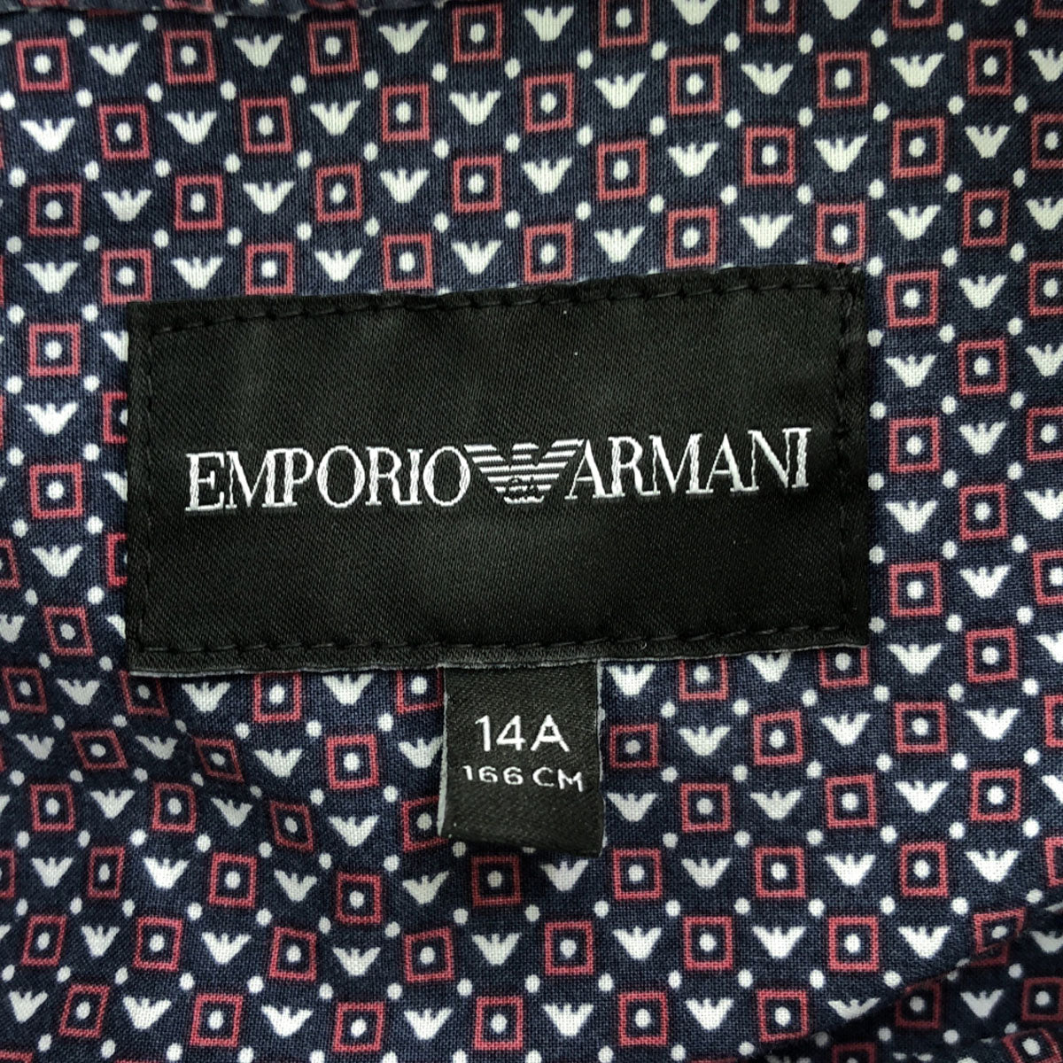 Emporio Armani エンポリオアルマーニ 総柄 長袖 シャツ 14A166CM ネイビー×レッド キッズ