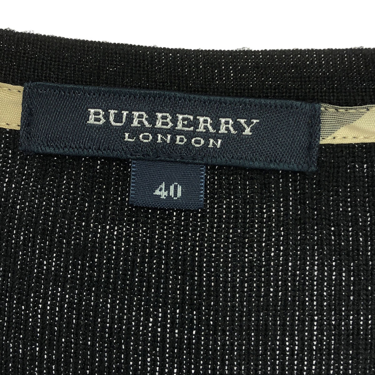 BURBERRY LONDON バーバリーロンドン 三陽商会 ウールブレンド 7分袖 ニット ワンピース 40 ブラック レディース