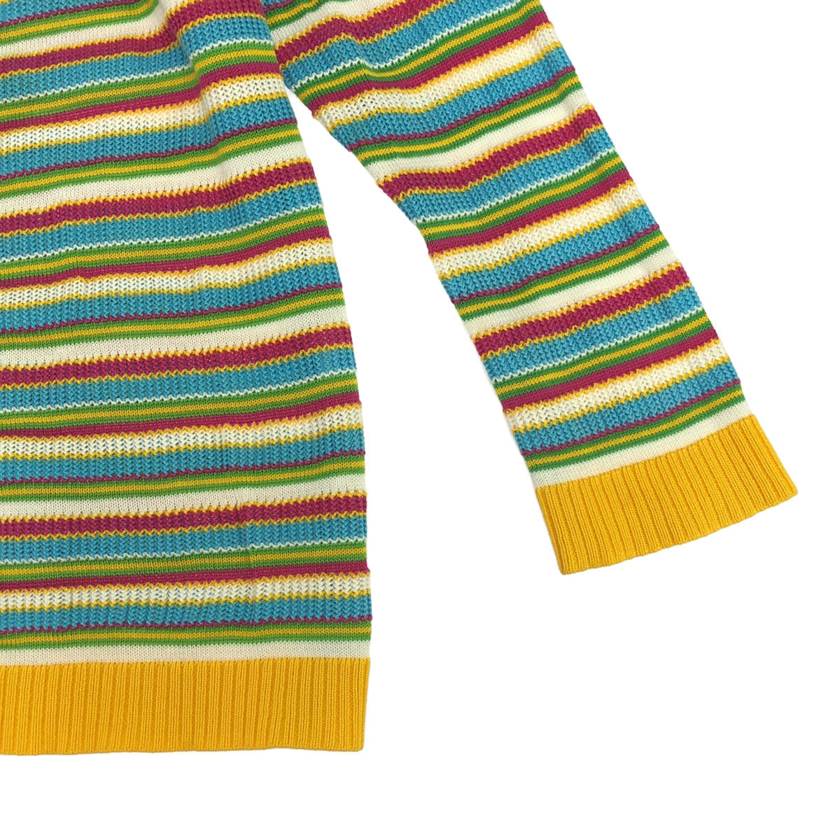 YVES SAINT LAURENT イヴサンローラン 90s オールド ボーダー柄 長袖 コットンニット カーディガン M イエロー系 レディース