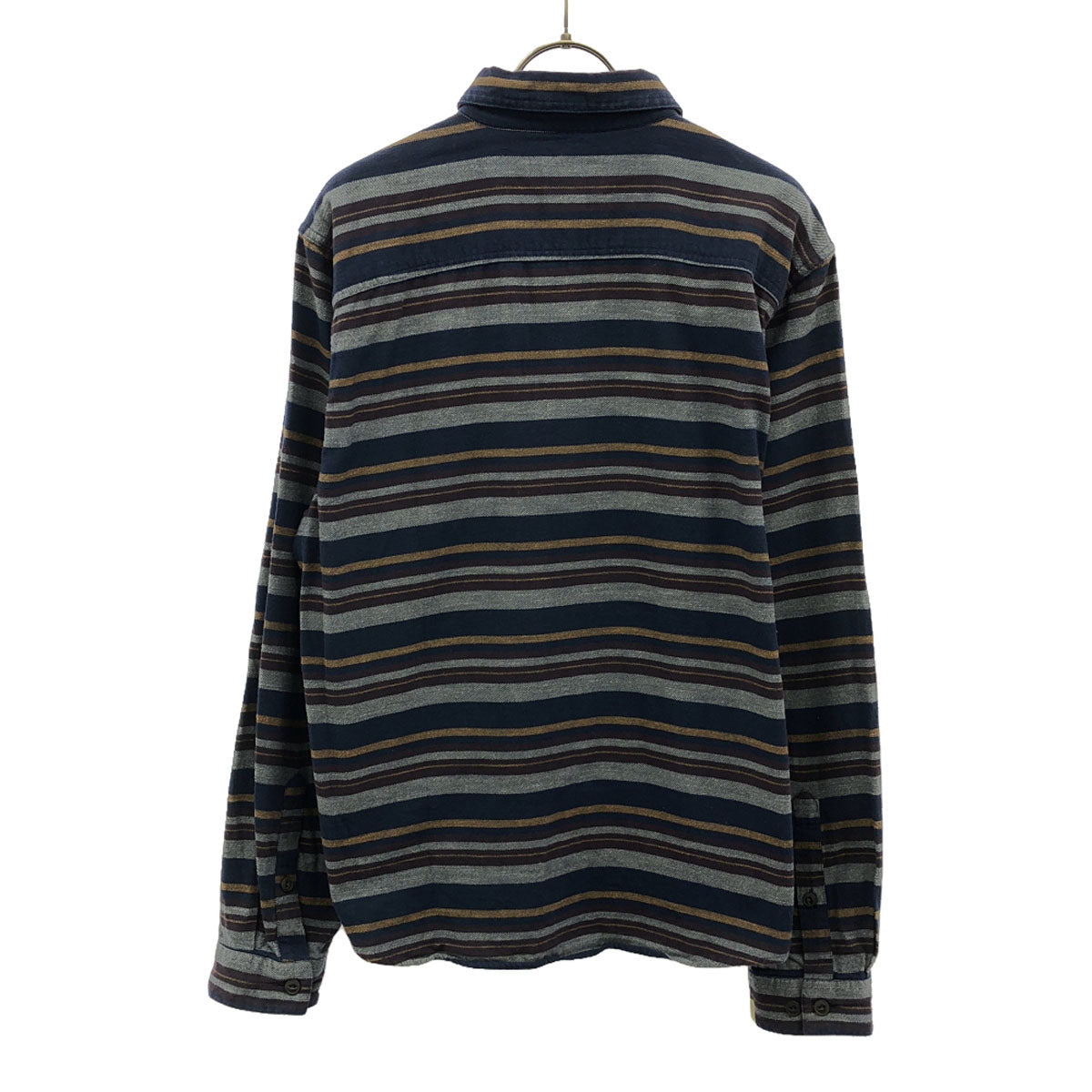 patagonia パタゴニア ボーダー柄 長袖 ライトウェイトフィヨルド フランネル シャツ S ネイビー×グレー アウトドア 54020 メンズ