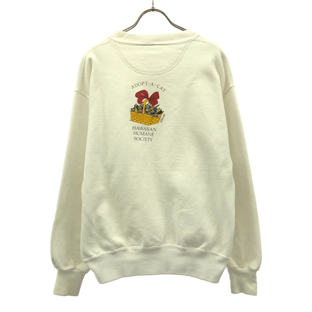 Crazy Shirt クレイジーシャツ 90s USA製 オールド プリント柄 長袖 スウェット S ホワイト トレーナー クリバンキャット バックプリント メンズ