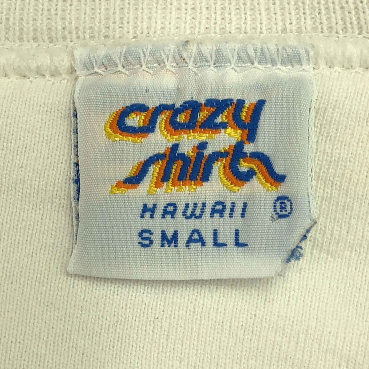 Crazy Shirt クレイジーシャツ 90s USA製 オールド プリント柄 長袖 スウェット S ホワイト トレーナー クリバンキャット バックプリント メンズ