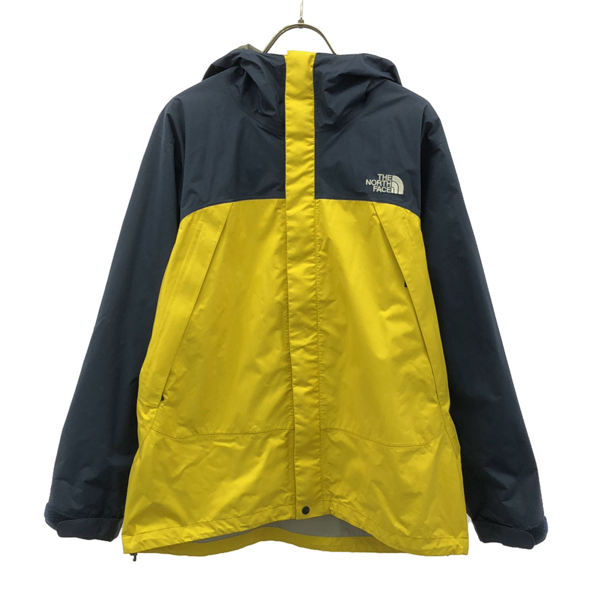 THE NORTH FACE ザノースフェイス ロゴ刺繍 ドットショット ジャケット M イエロー×ネイビー アウトドア NP61530 メンズ