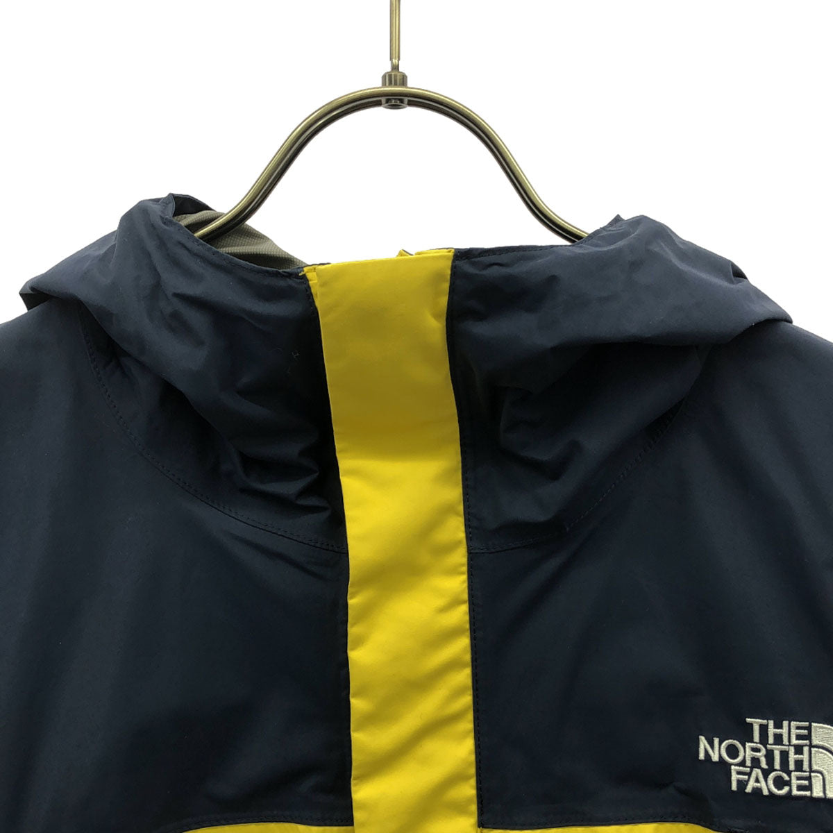 THE NORTH FACE ザノースフェイス ロゴ刺繍 ドットショット ジャケット M イエロー×ネイビー アウトドア NP61530 メンズ