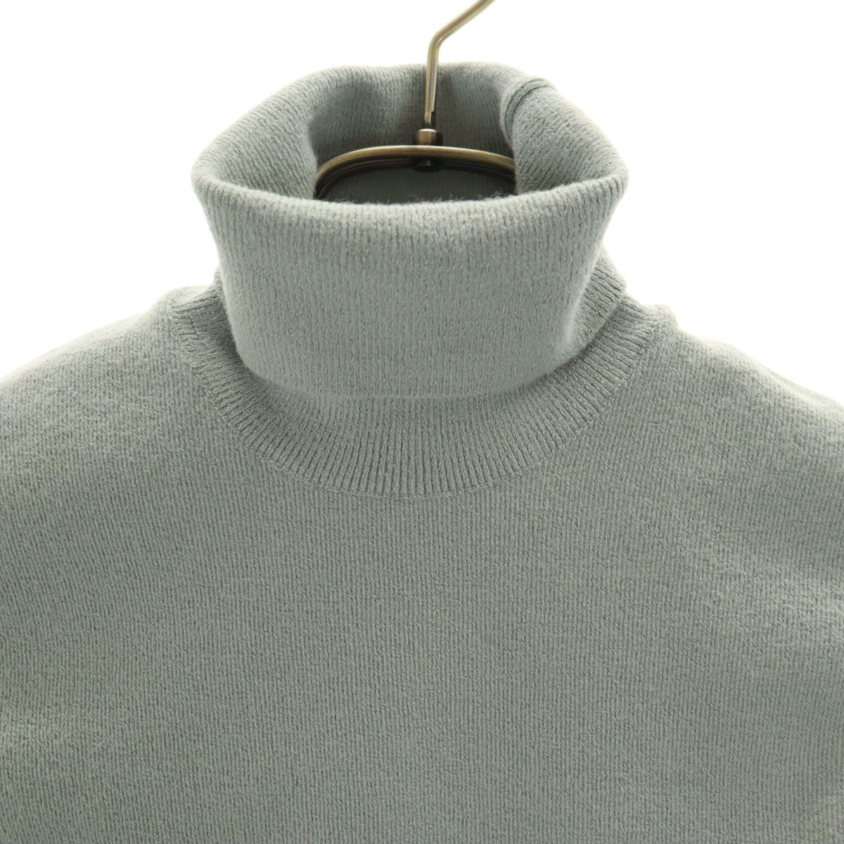 未使用 MOSCHINO モスキーノ イタリア製 ウールブレンド ノースリーブ タートルネック ニット 46 ライトブルー セーター レディース