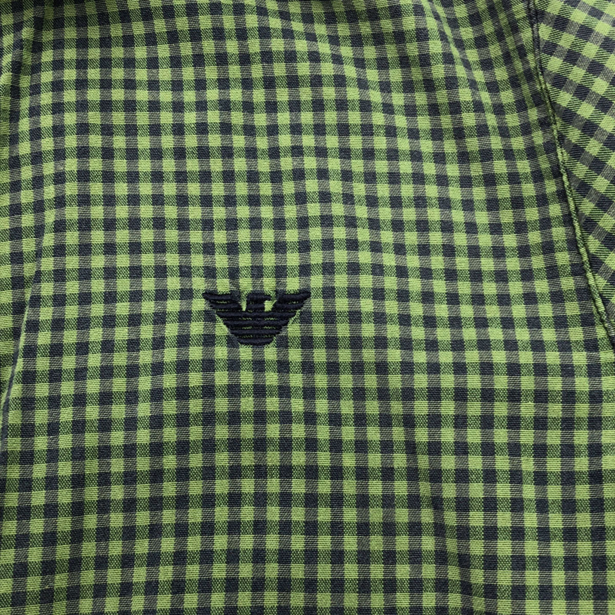 Emporio Armani エンポリオアルマーニ チェック柄 ロゴ刺繍 長袖 シャツ 12A グリーン系 キッズ