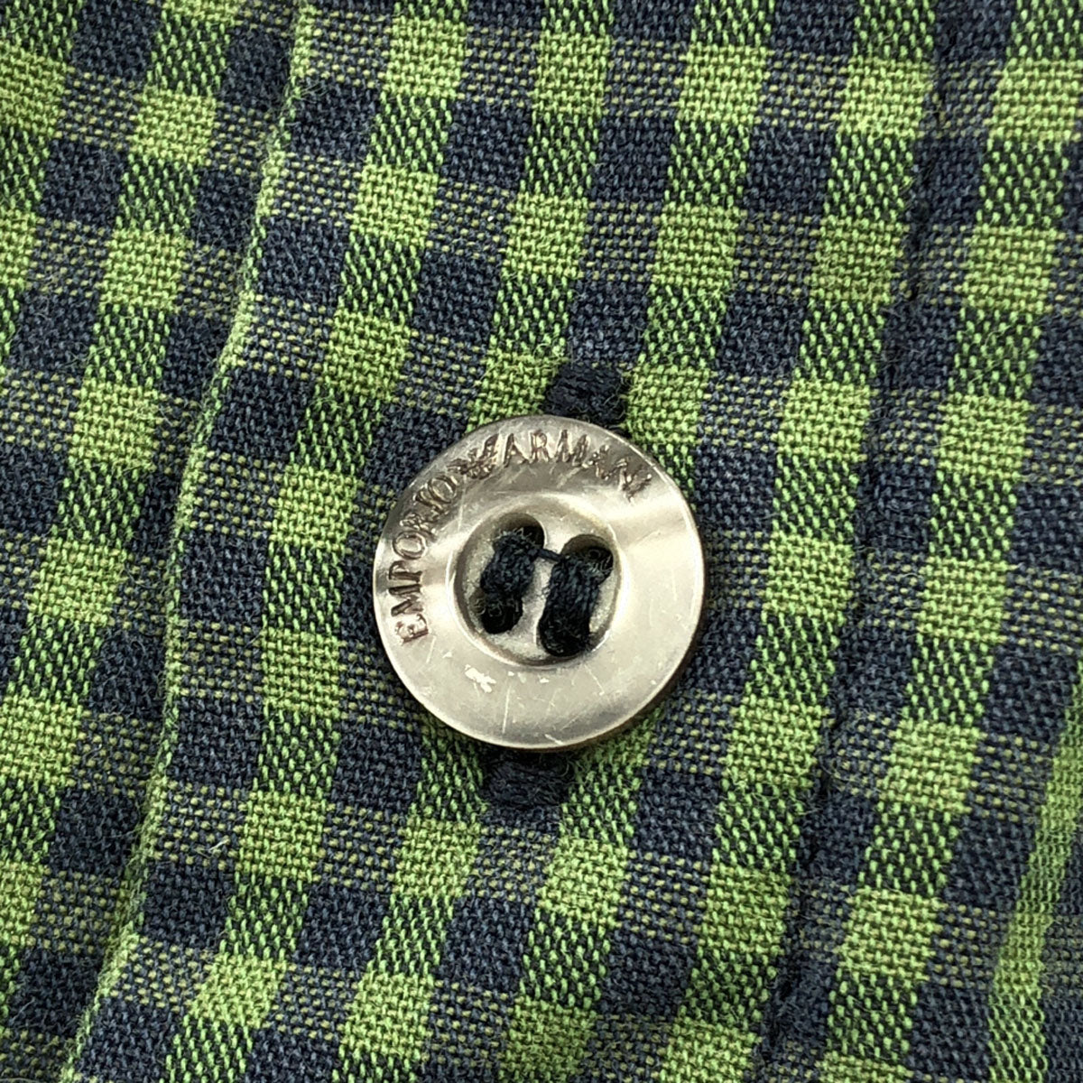 Emporio Armani エンポリオアルマーニ チェック柄 ロゴ刺繍 長袖 シャツ 12A グリーン系 キッズ