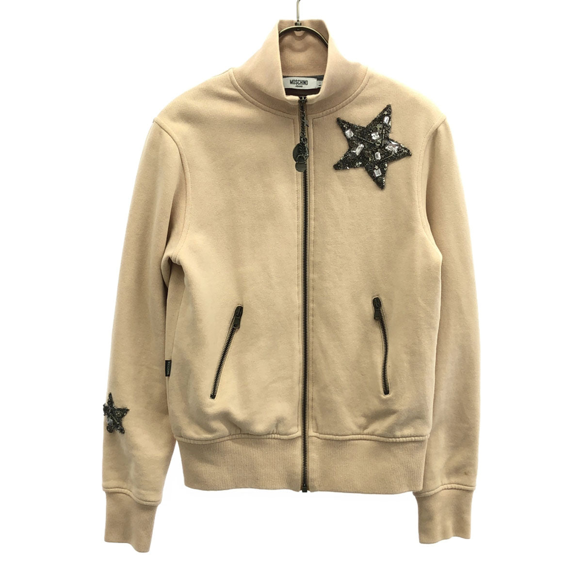 MOSCHINO JEANS モスキーノジーンズ イタリア製 ワッペン スウェット ジップジャケット 40 ピンク レディース