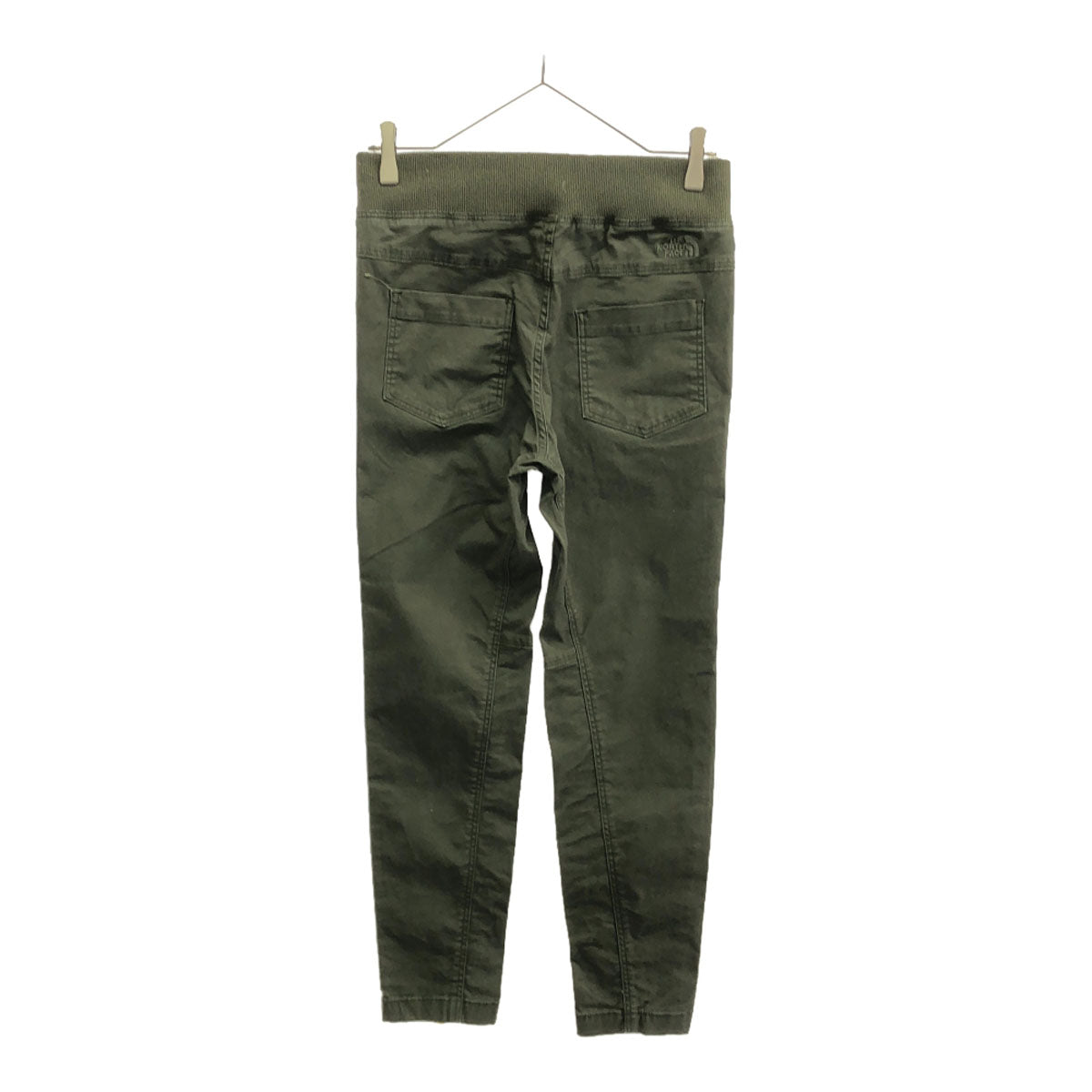 THE NORTH FACE ザノースフェイス ロゴ刺繍 ウエストリブ スリム ストレッチパンツ S カーキ アウトドア レディース