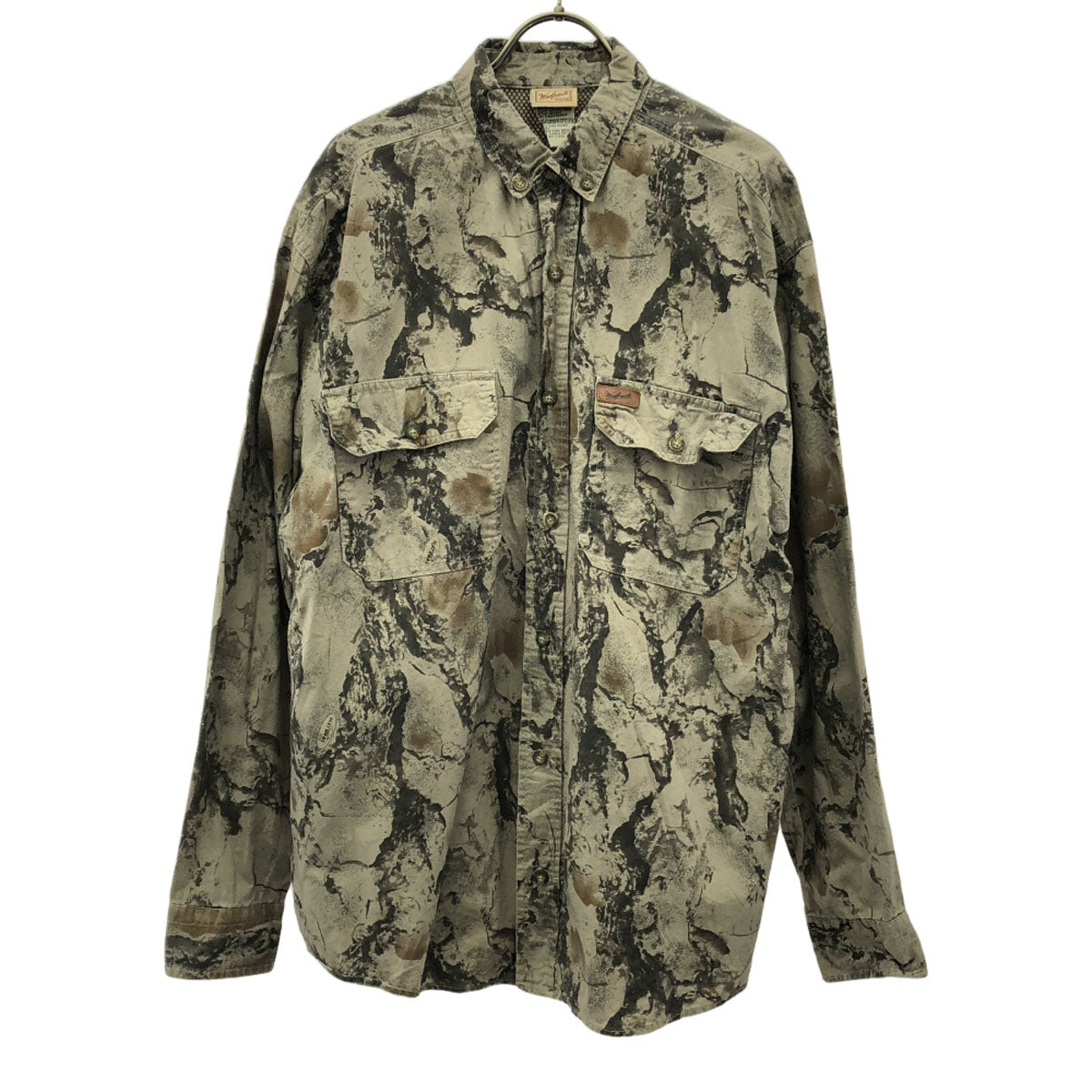 WOOLRICH ウールリッチ 90s オールド ムラ染め 長袖 ボタンダウンシャツ L グレー系 ヨーク裏メッシュ メンズ