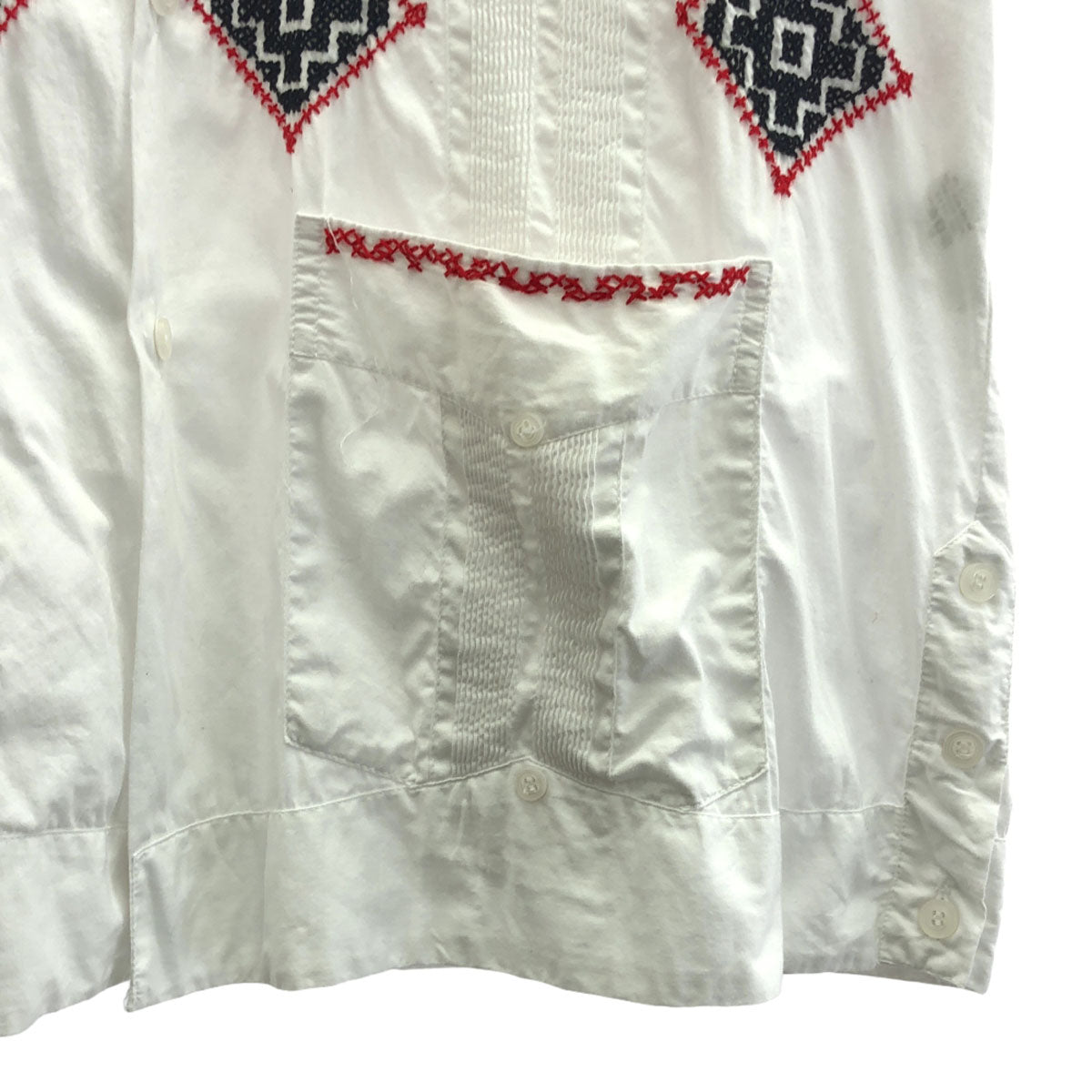 Oaxaca オアハカ 刺繍 半袖 メキシカン シャツ L ホワイト メンズ