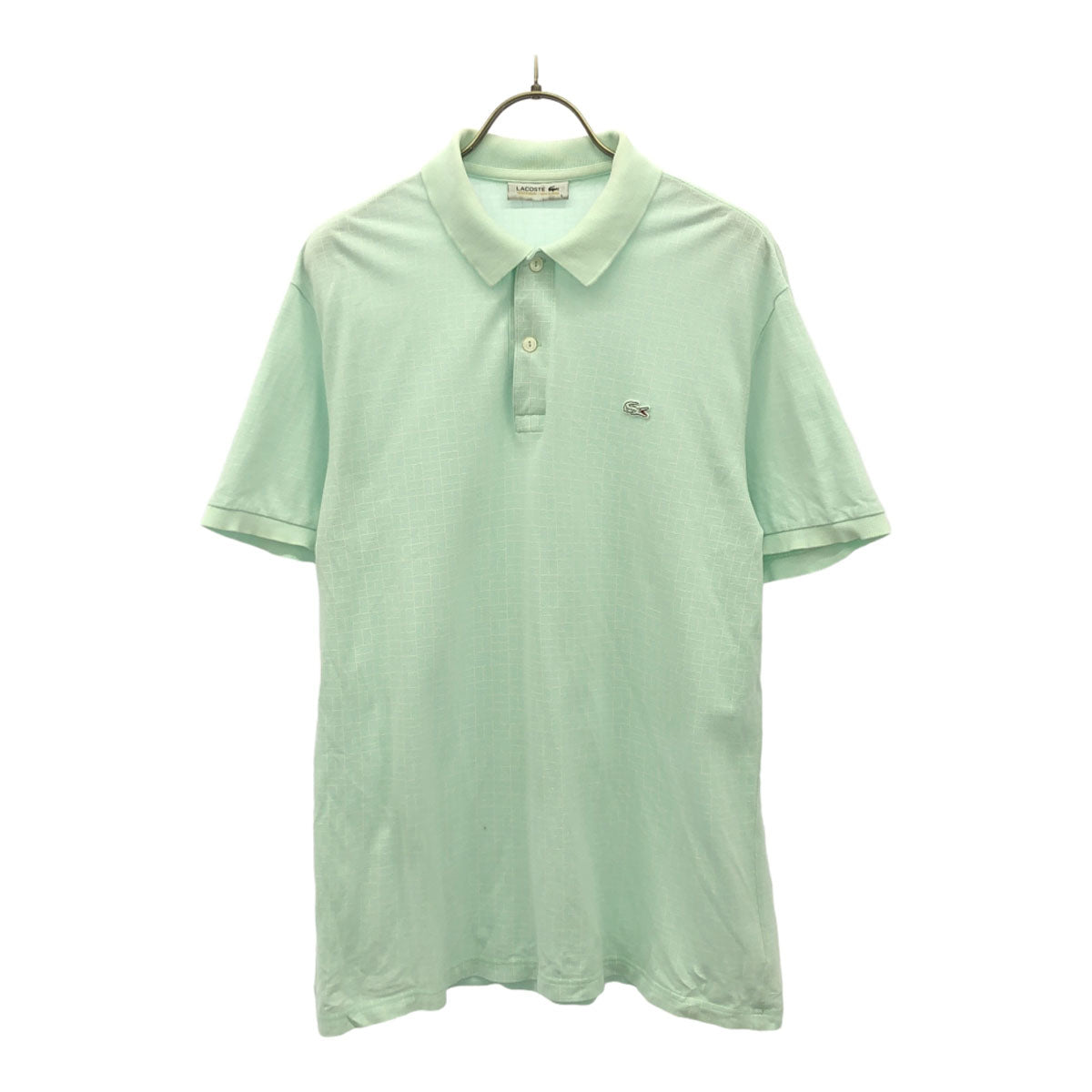 LACOSTE ラコステ 日本製 ロゴ刺繍 半袖 ポロシャツ 5 ブルー 鹿の子地 メンズ