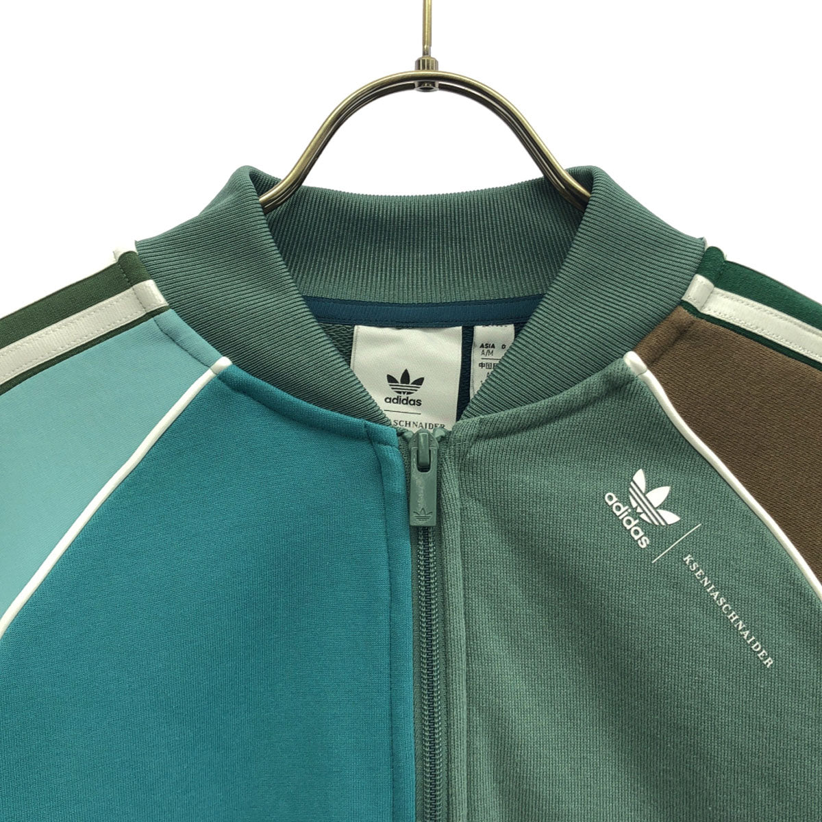 adidas アディダス ロゴプリント 3ストライプ 長袖 スウェット ジップジャケット M レディース