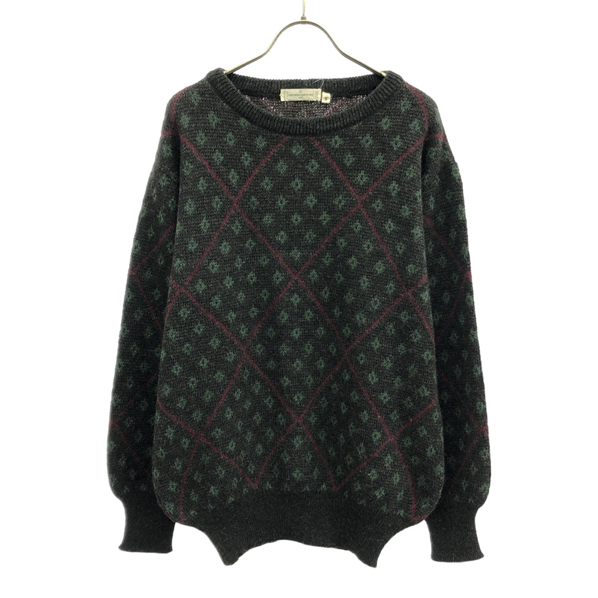 Valentino Garavani ヴァレンティノガラヴァーニ 90s イタリア製 オールド 総柄 長袖 クルーネック ニット S チャコールグレー系 セーター メンズ
